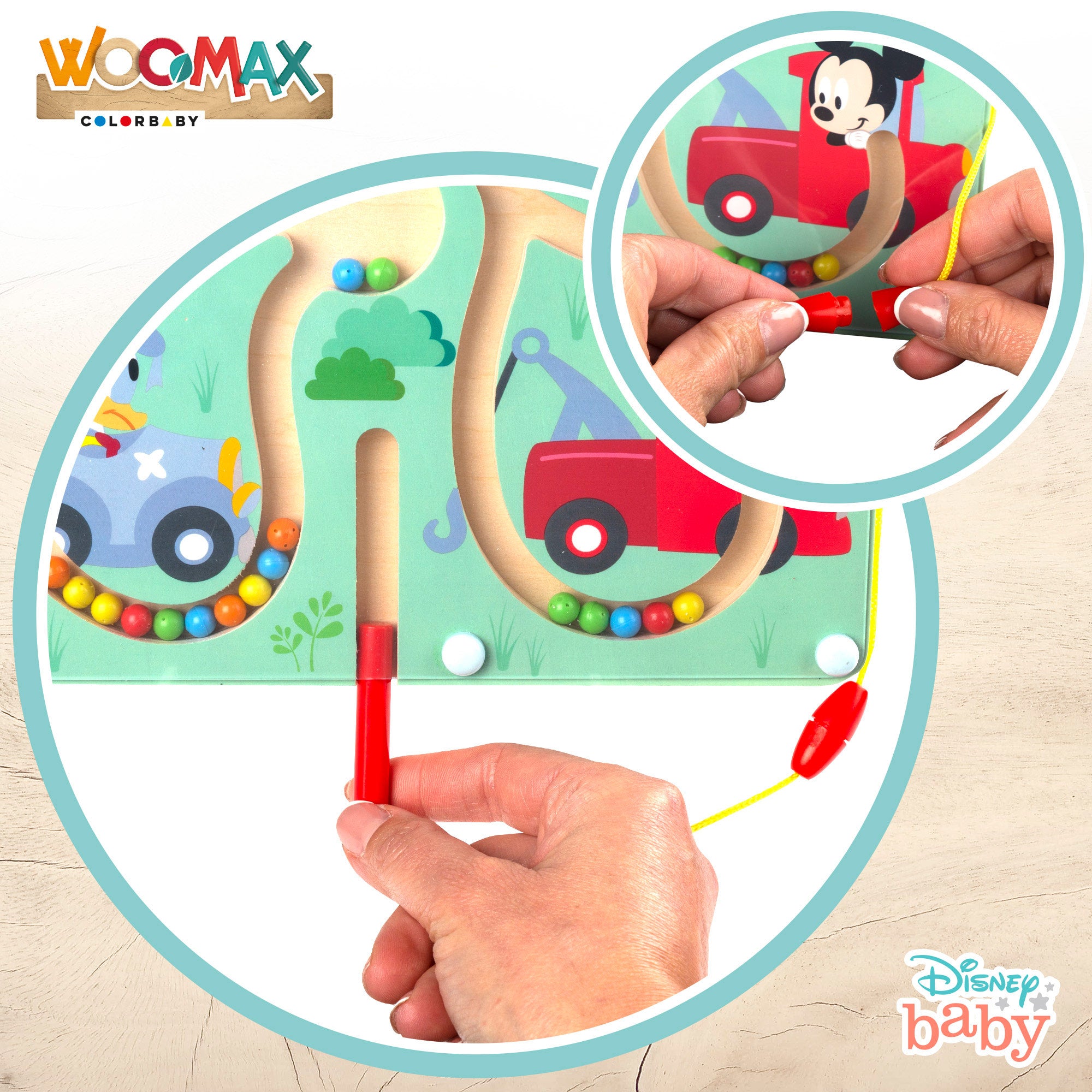 Labirinto Magnético em Madeira WOOMAX Disney Mickey e Minnie