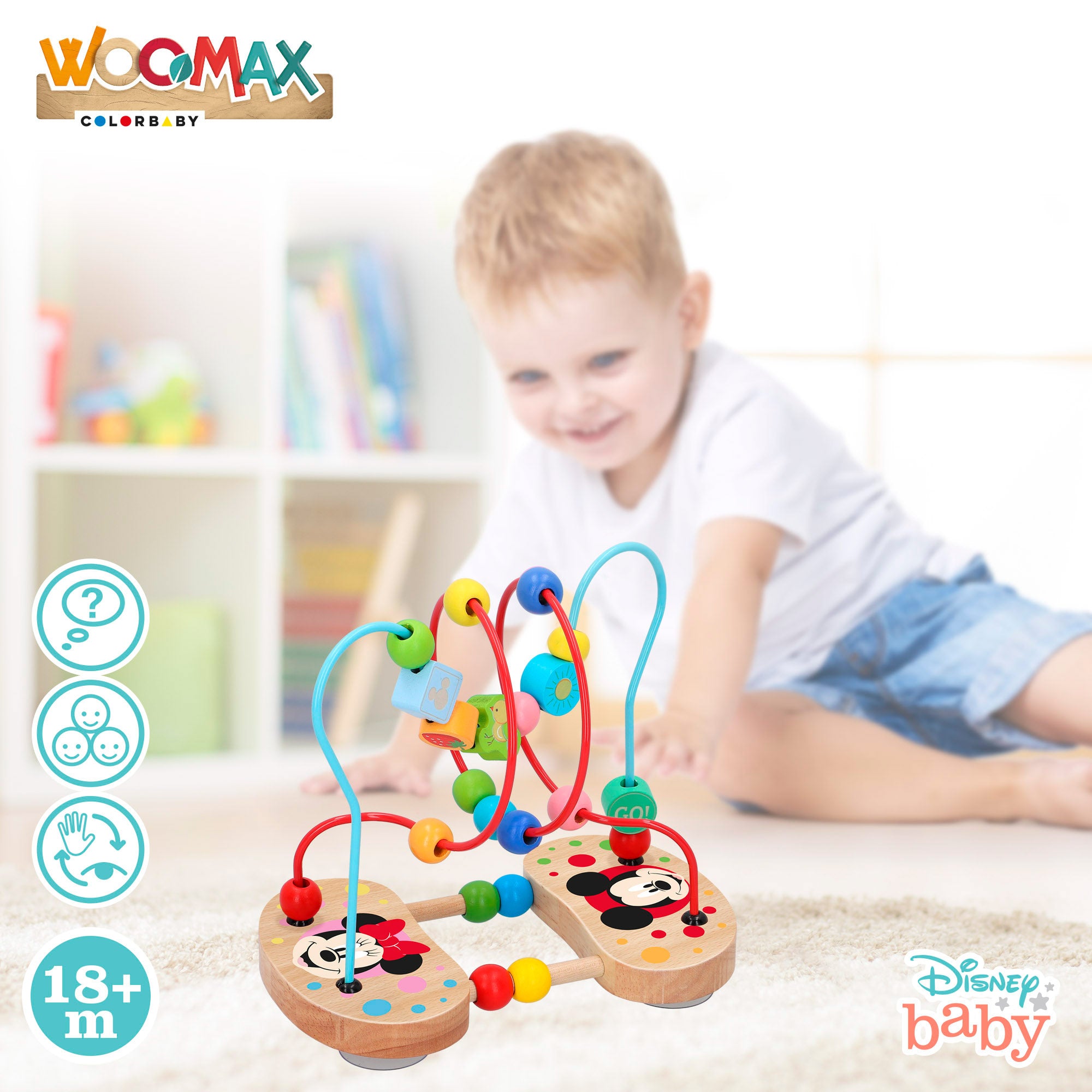 Labirinto 3D WOOMAX Disney com Contas de Madeira