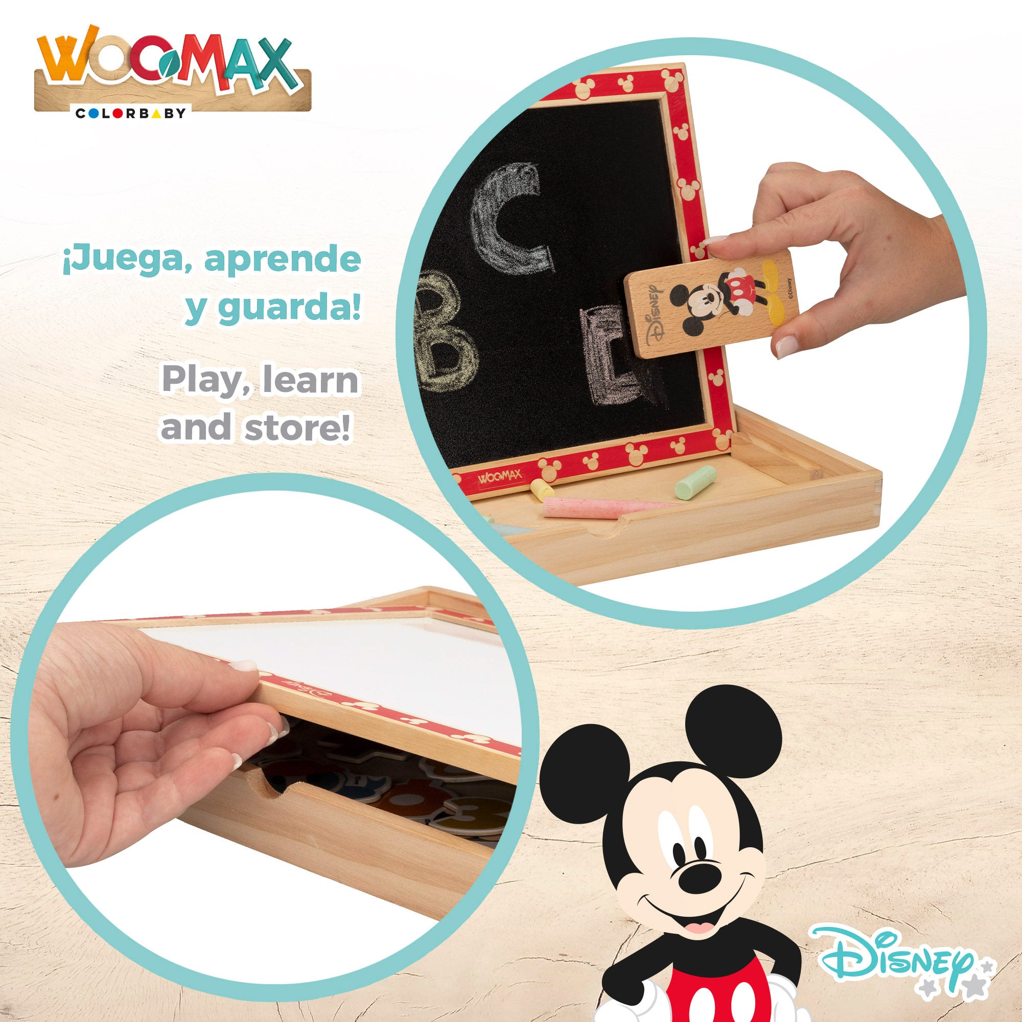 Quadro de desenho magnético em madeira 2 em 1 WOOMAX Disney
