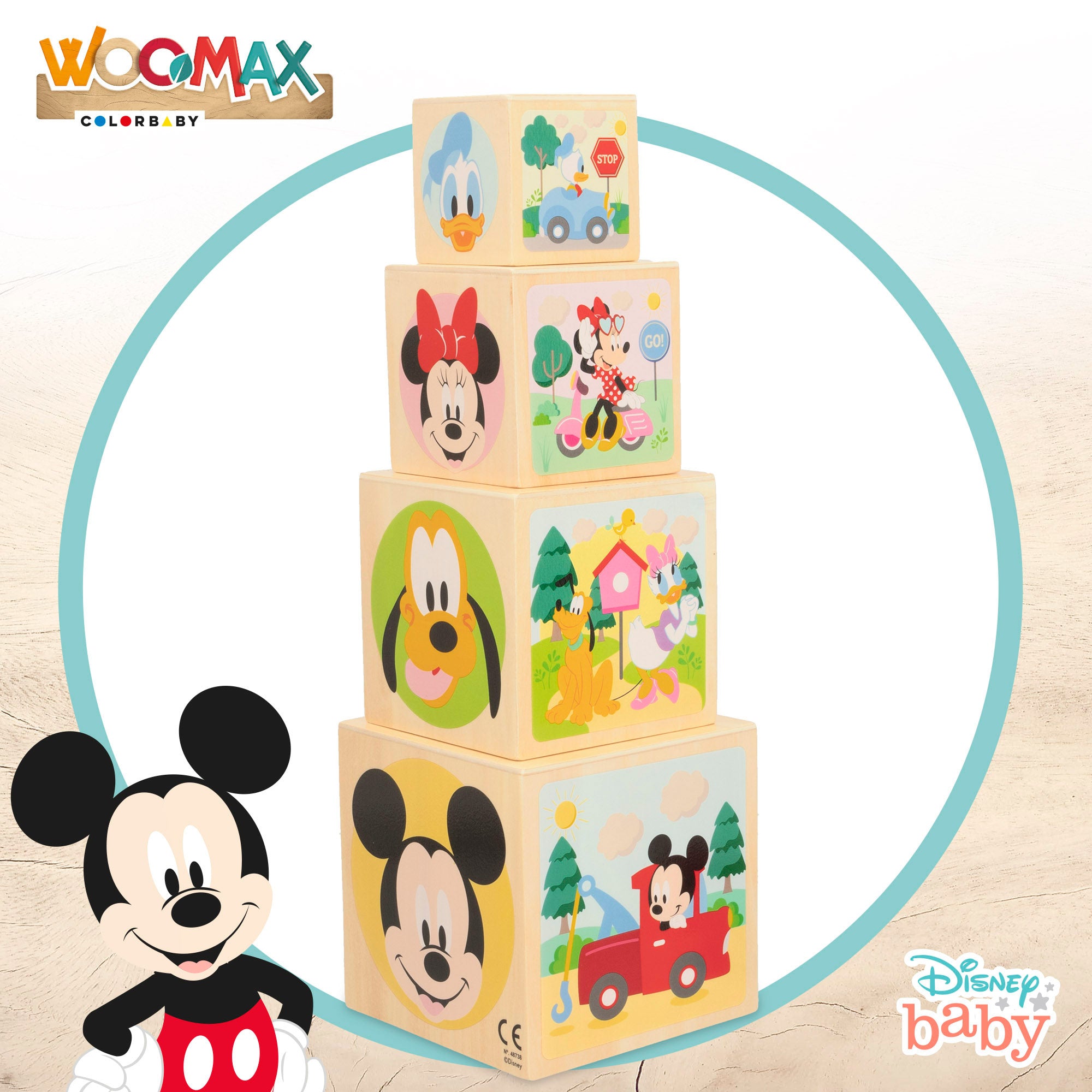 Cubos de madeira em formato de figuras da Disney da WOOMAX