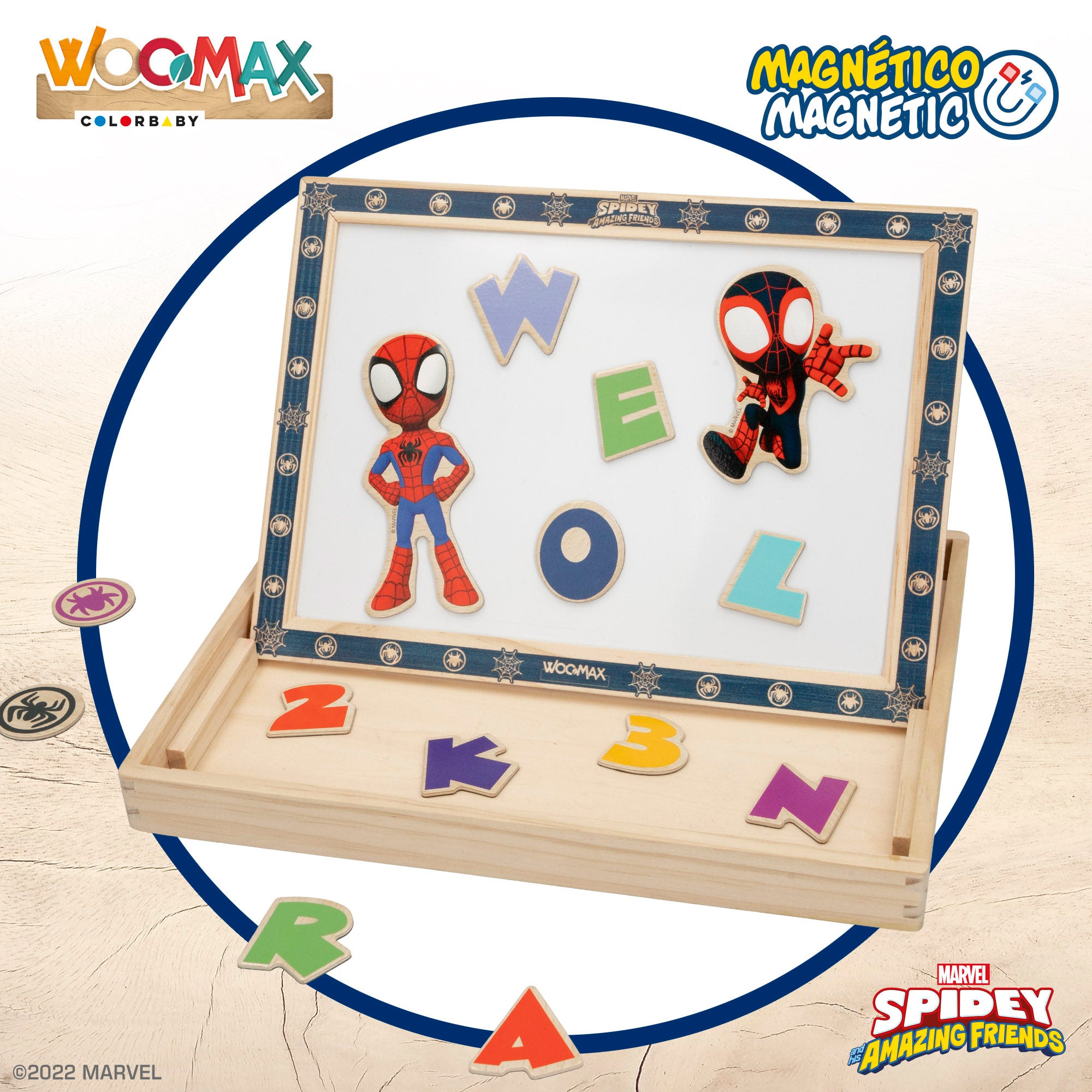 WOOMAX Quadro de Desenho Infantil 2 em 1 do Homem-Aranha e a sua Super Equipa