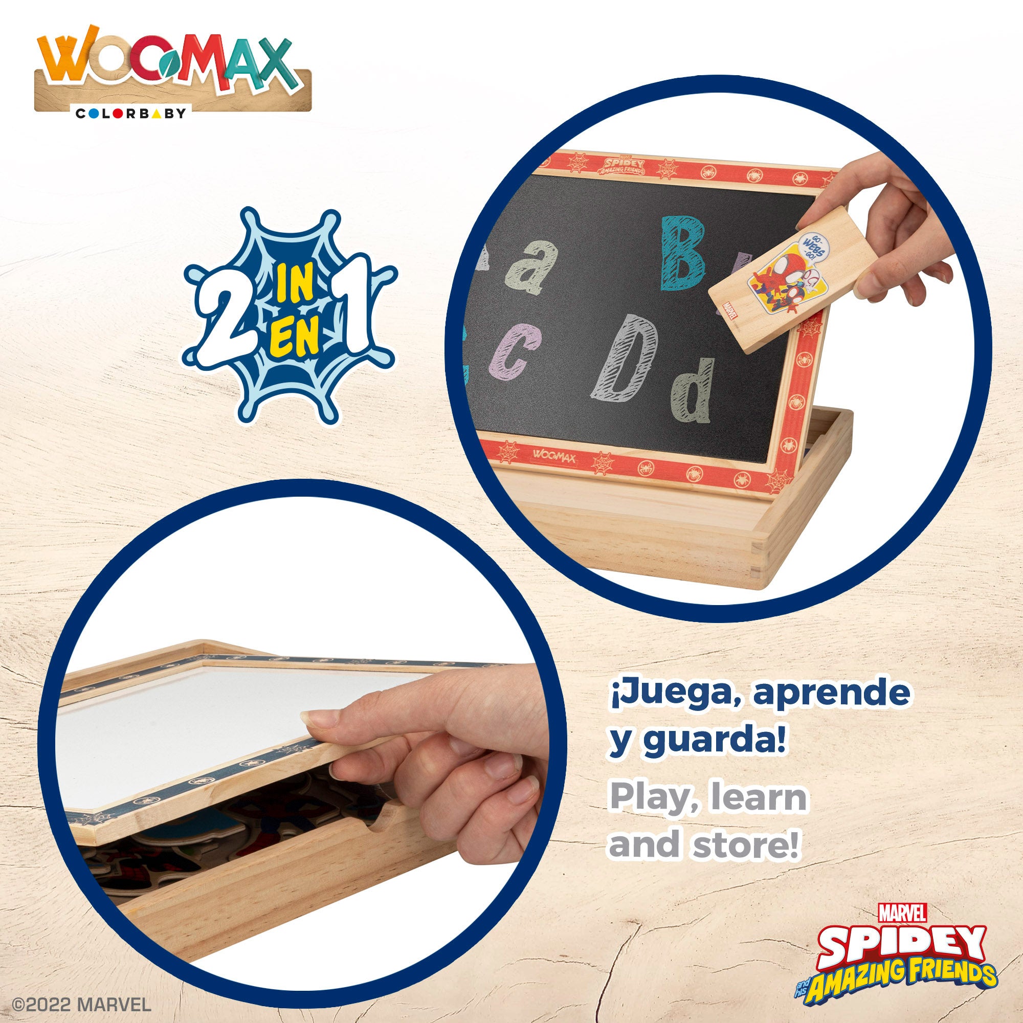 WOOMAX Quadro de Desenho Infantil 2 em 1 do Homem-Aranha e a sua Super Equipa