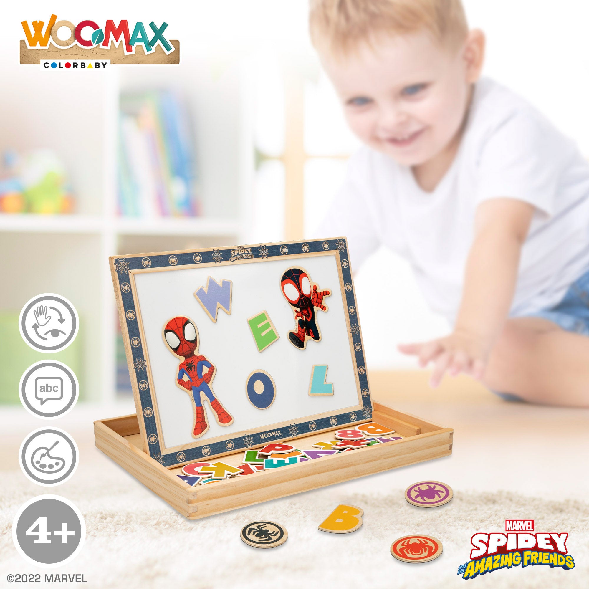 WOOMAX Quadro de Desenho Infantil 2 em 1 do Homem-Aranha e a sua Super Equipa