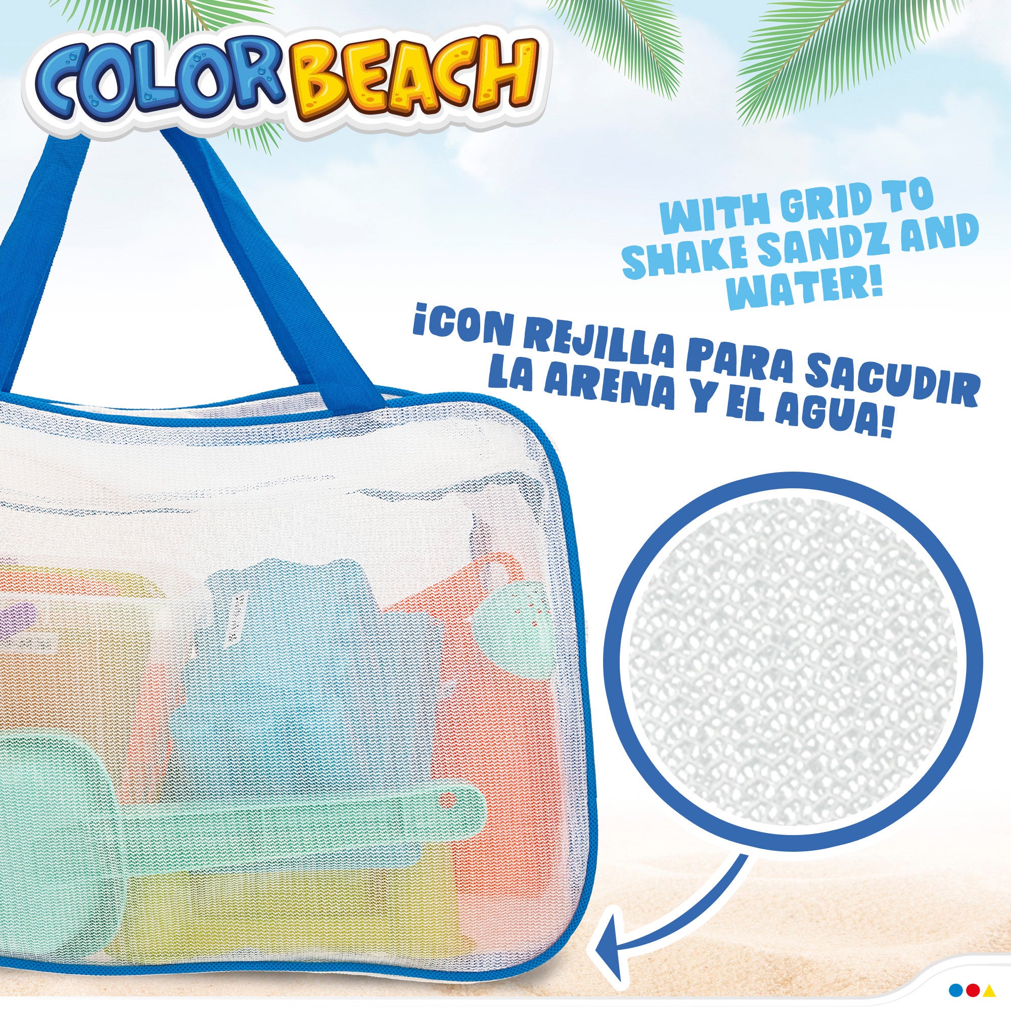 Saco de praia com balde e acessórios Color Beach