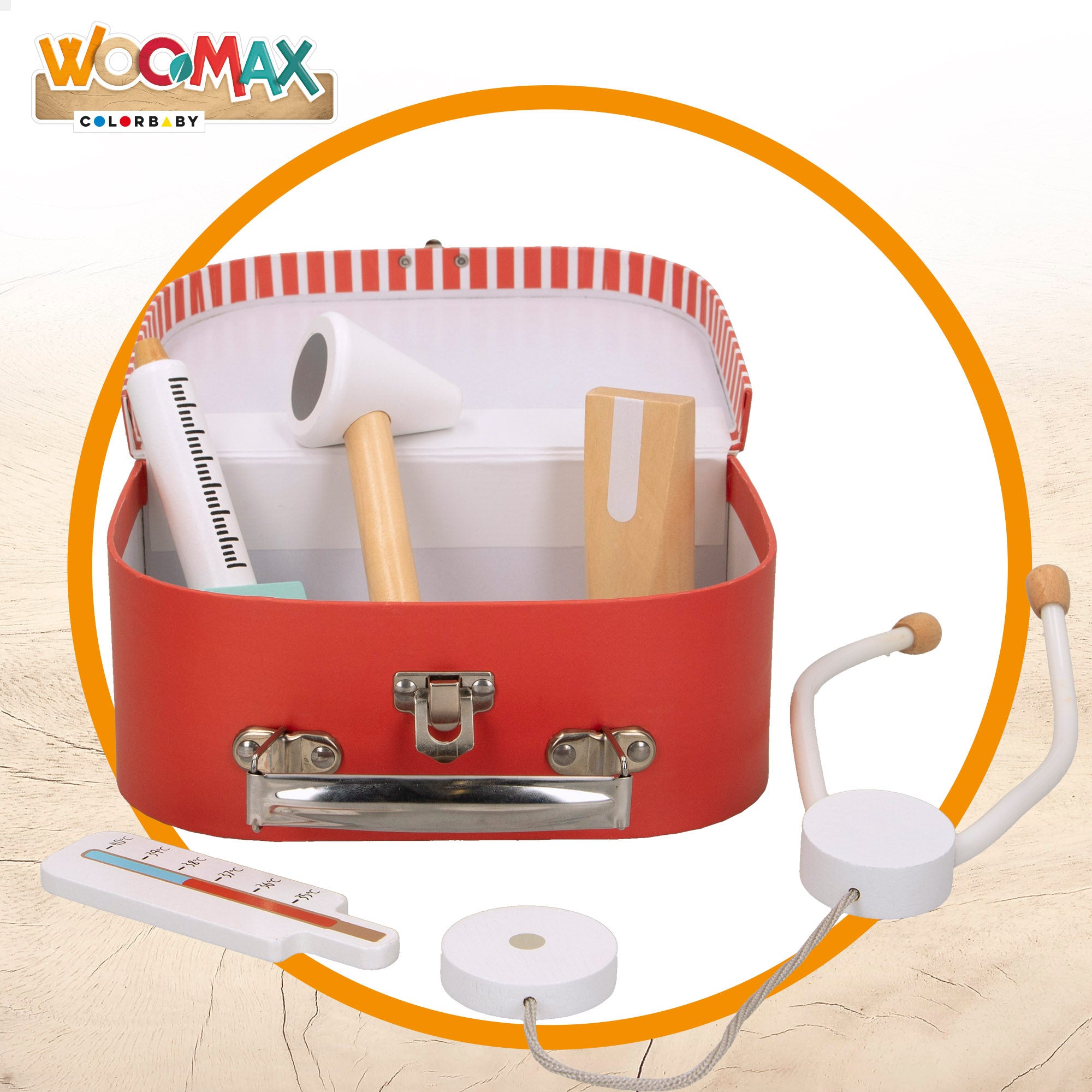 Kit de primeiros socorros para enfermeiros WOOMAX com acessórios em madeira