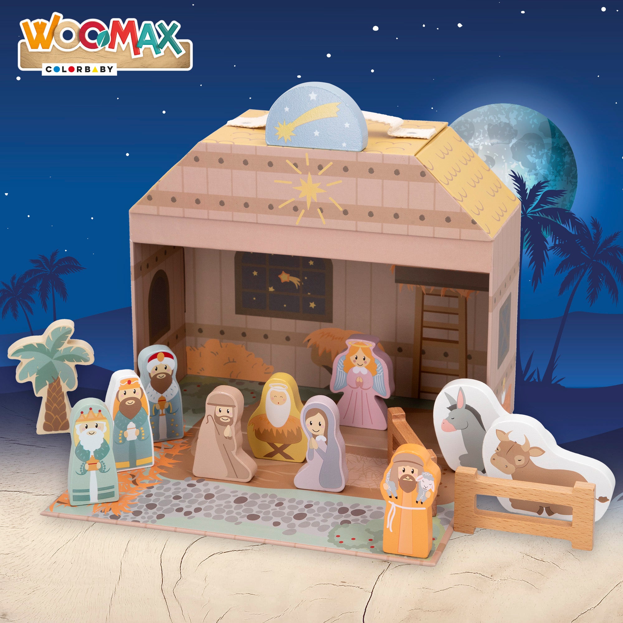 Presépio de madeira WOOMAX, 14 peças