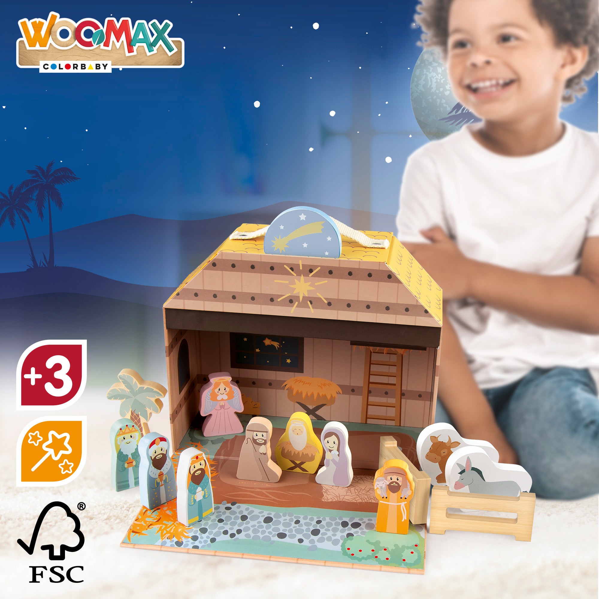 Presépio de madeira WOOMAX, 14 peças