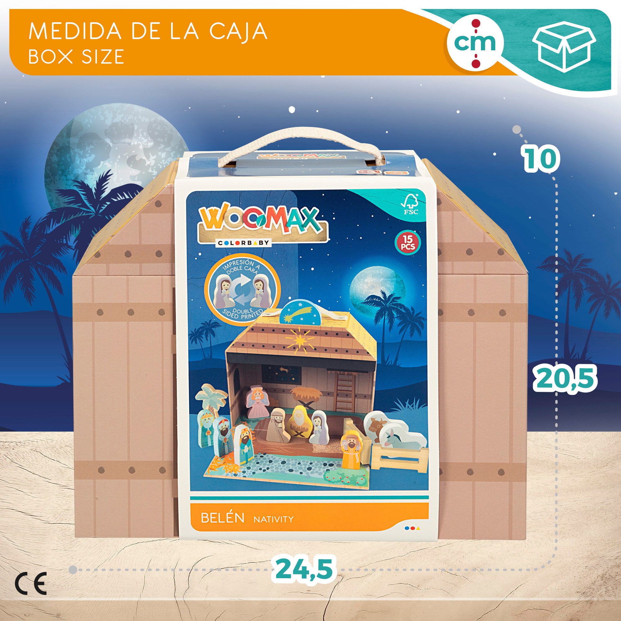 Presépio de madeira WOOMAX, 14 peças