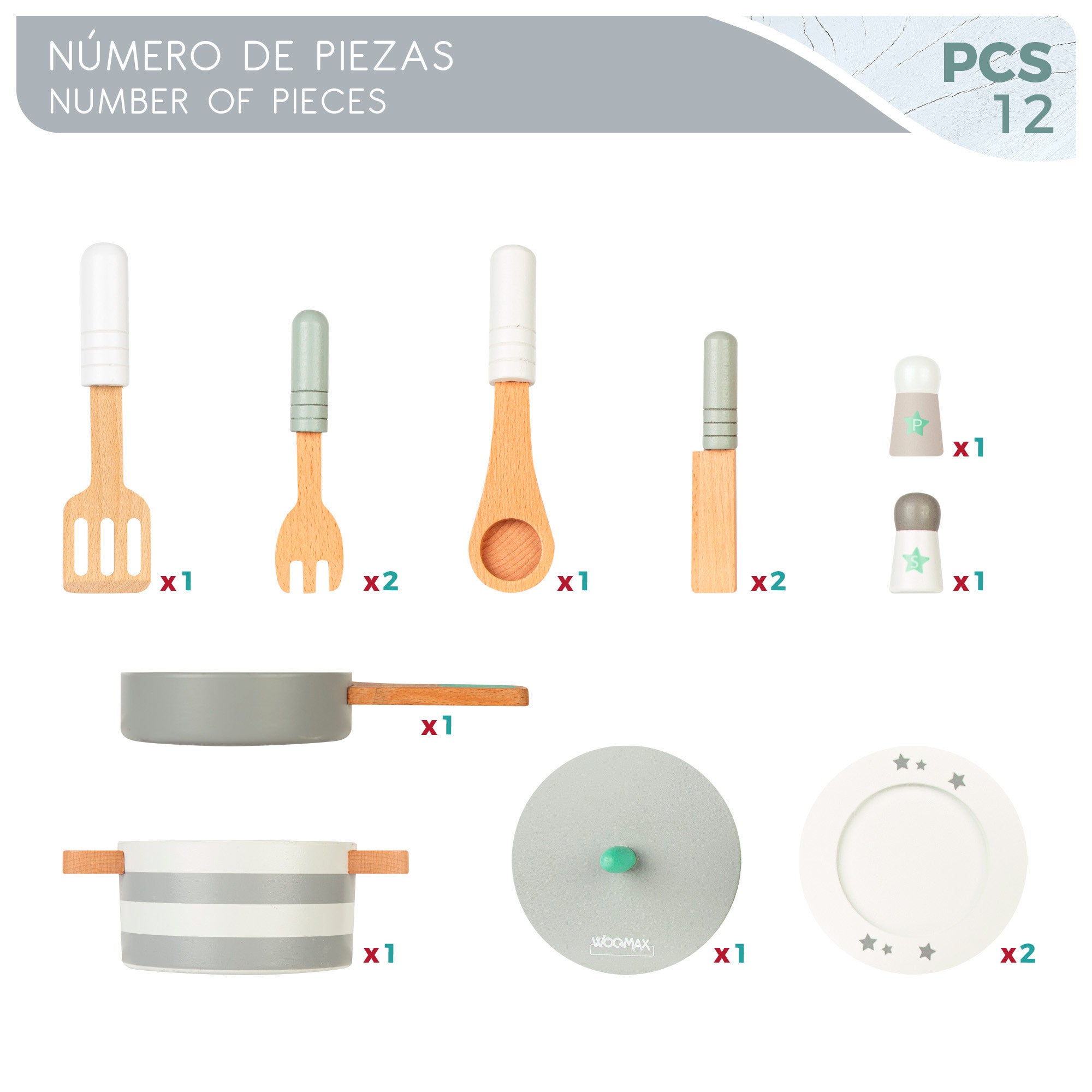 Utensílios de mesa de madeira para crianças WOOMAX