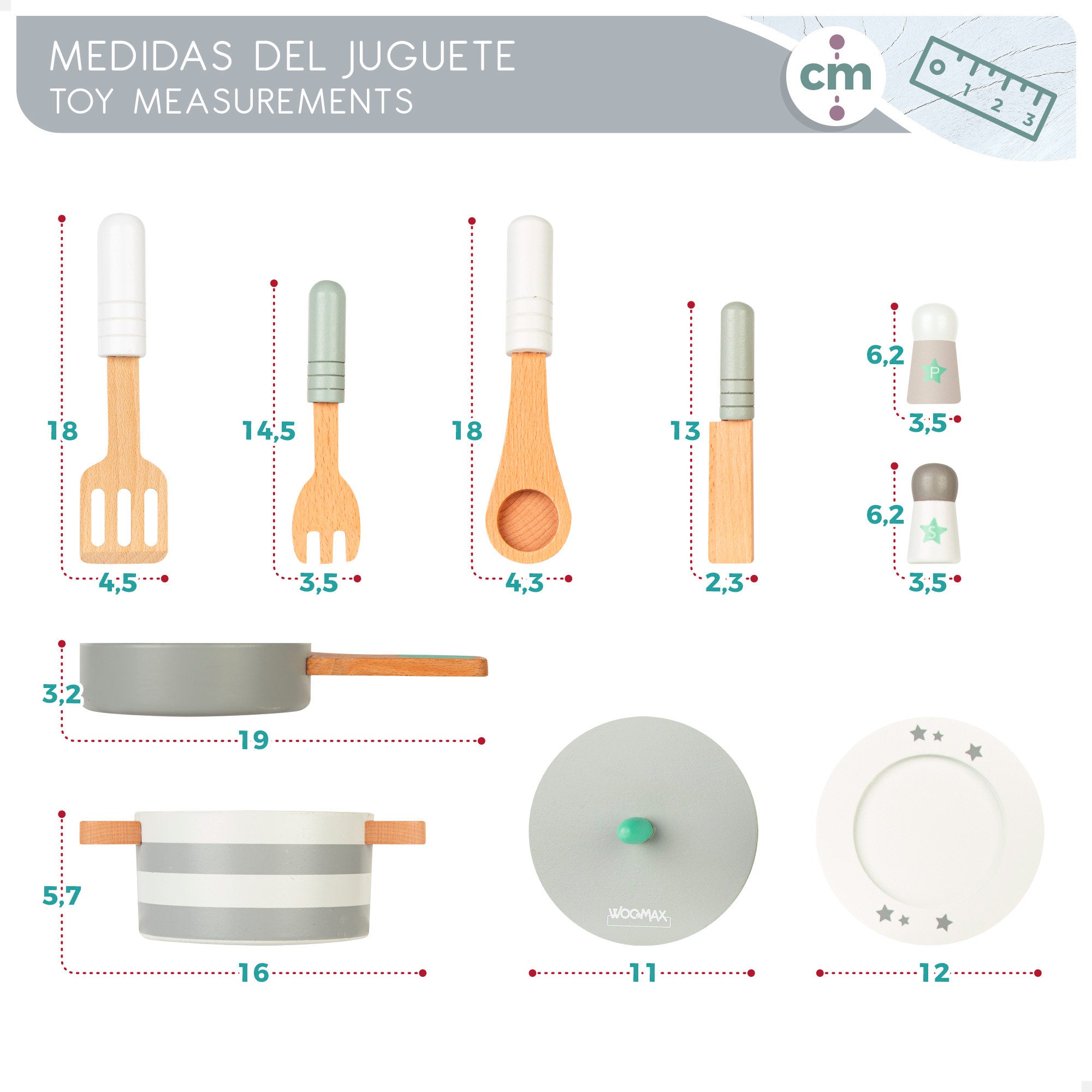 Utensílios de mesa de madeira para crianças WOOMAX