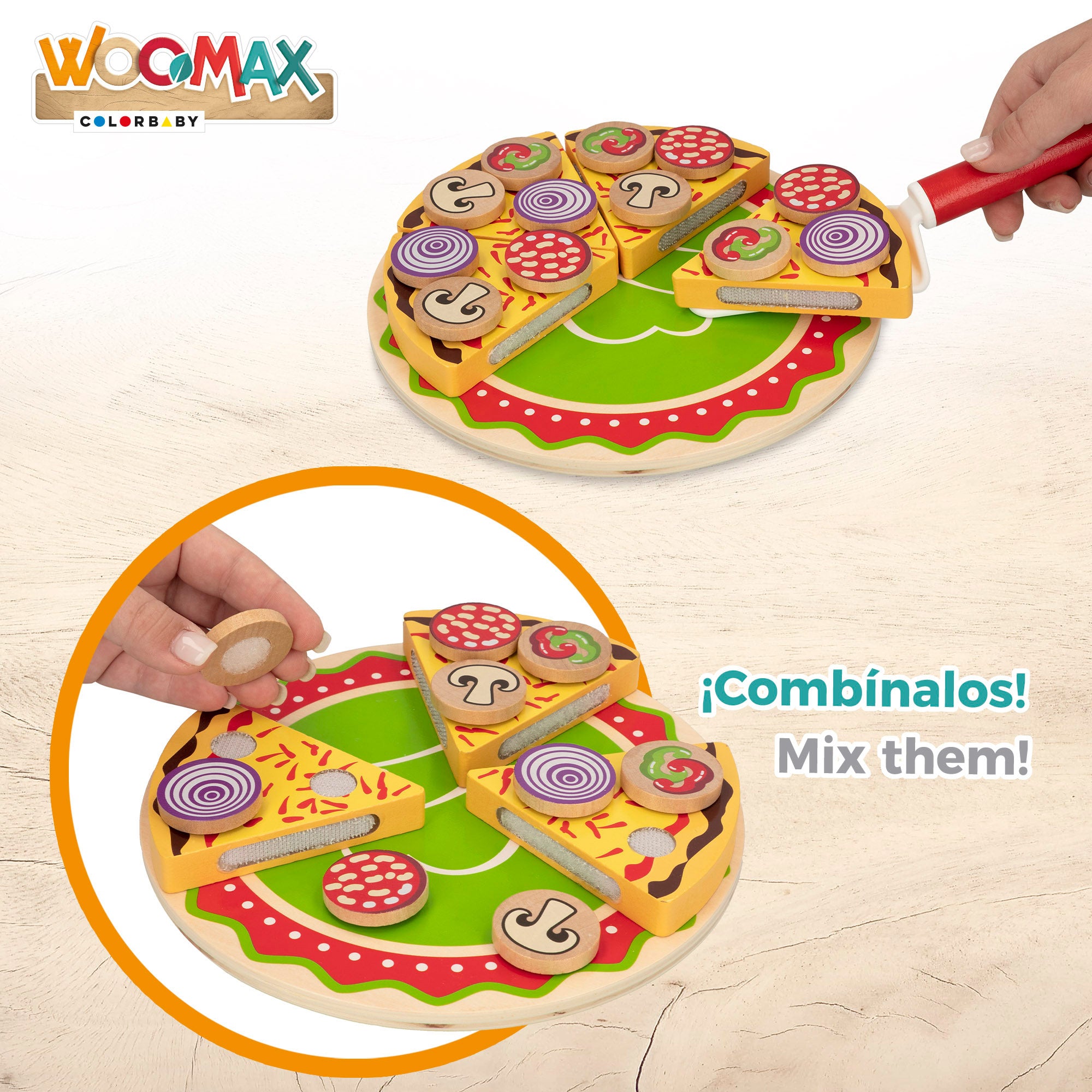 Conjunto de pizza de madeira autocolante WOOMAX