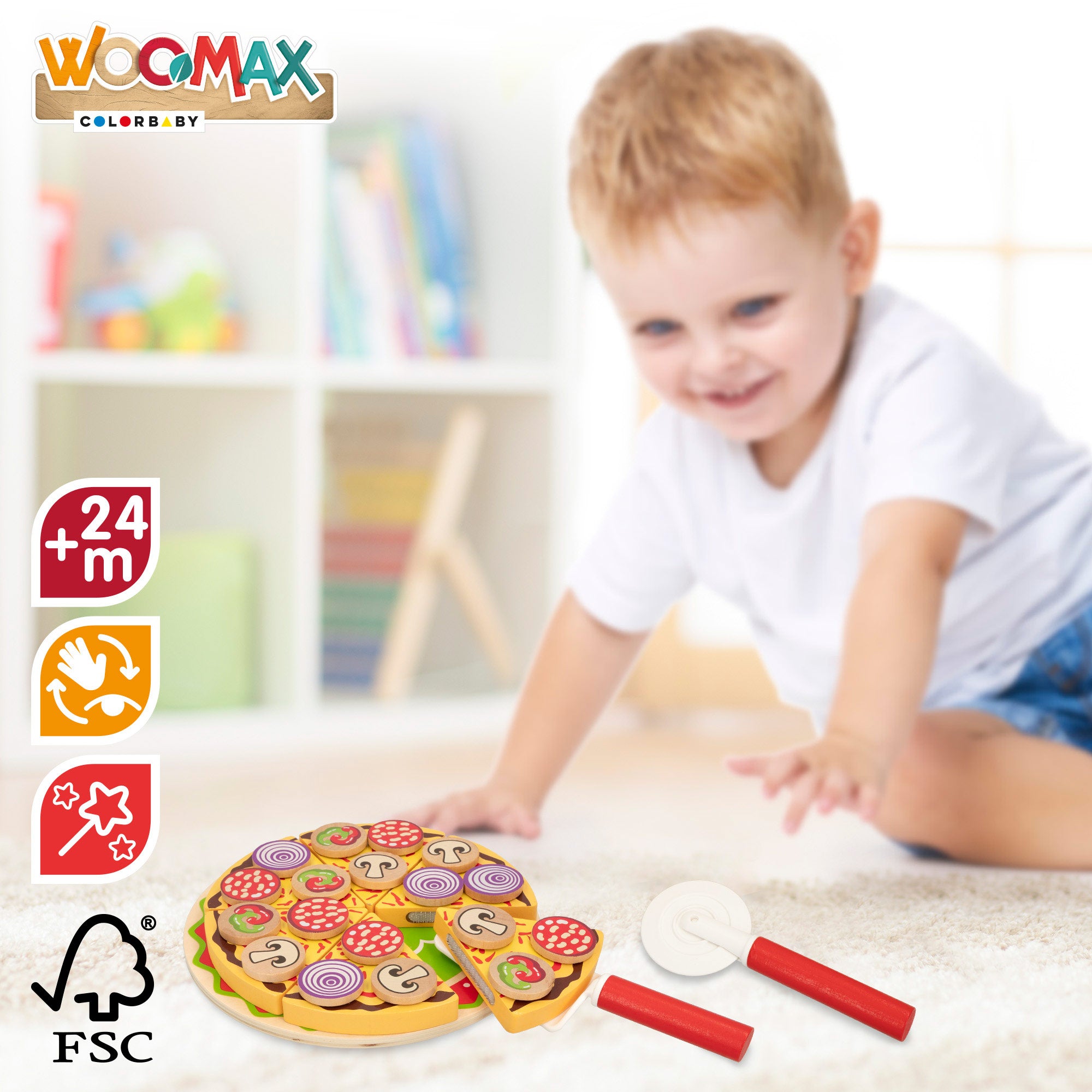 Conjunto de pizza de madeira autocolante WOOMAX