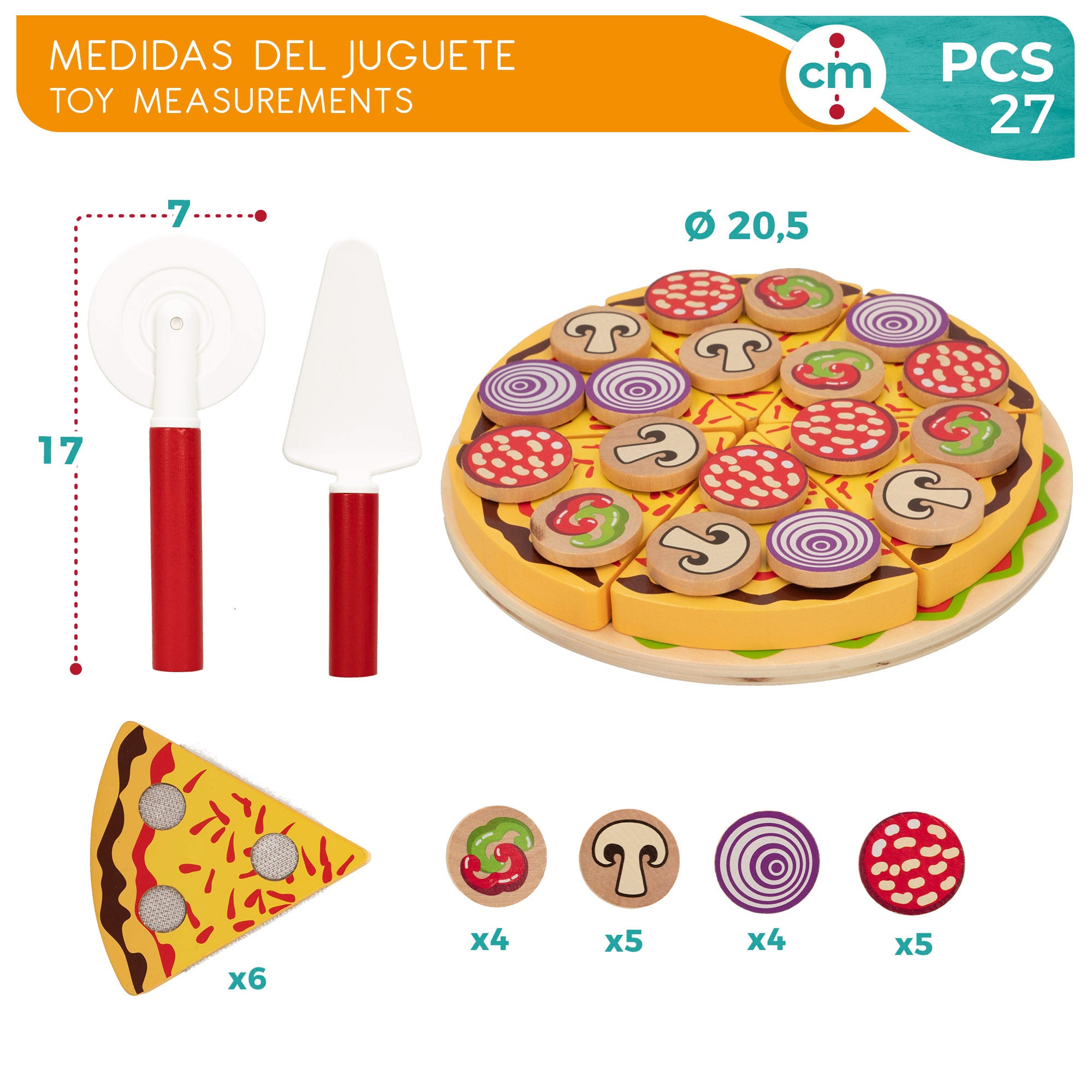 Conjunto de pizza de madeira autocolante WOOMAX