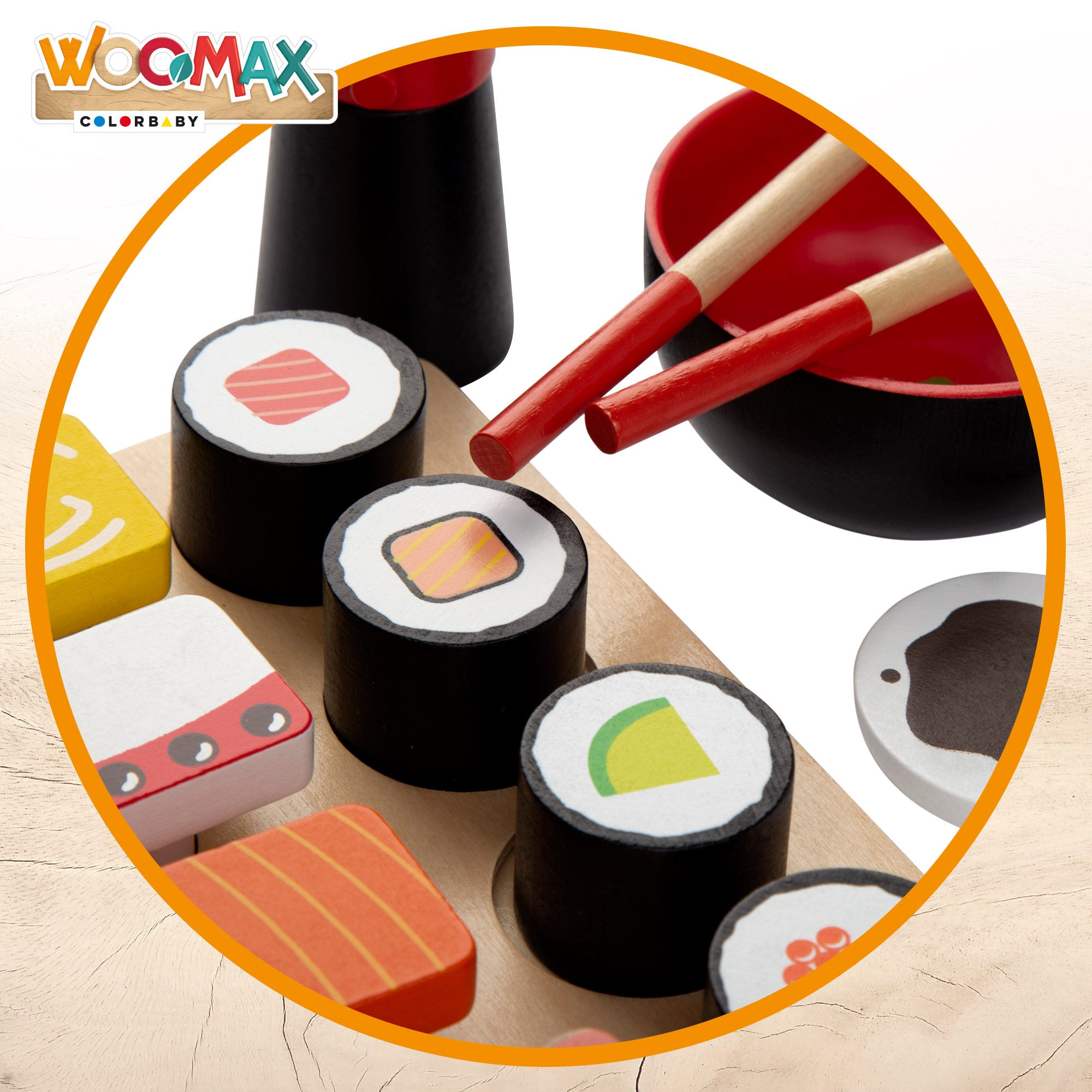 Conjunto de comida de sushi em madeira WOOMAX