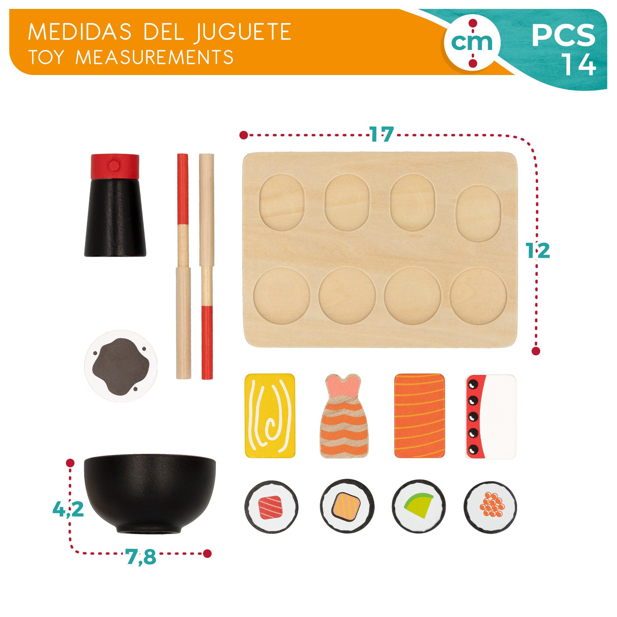 Conjunto de comida de sushi em madeira WOOMAX
