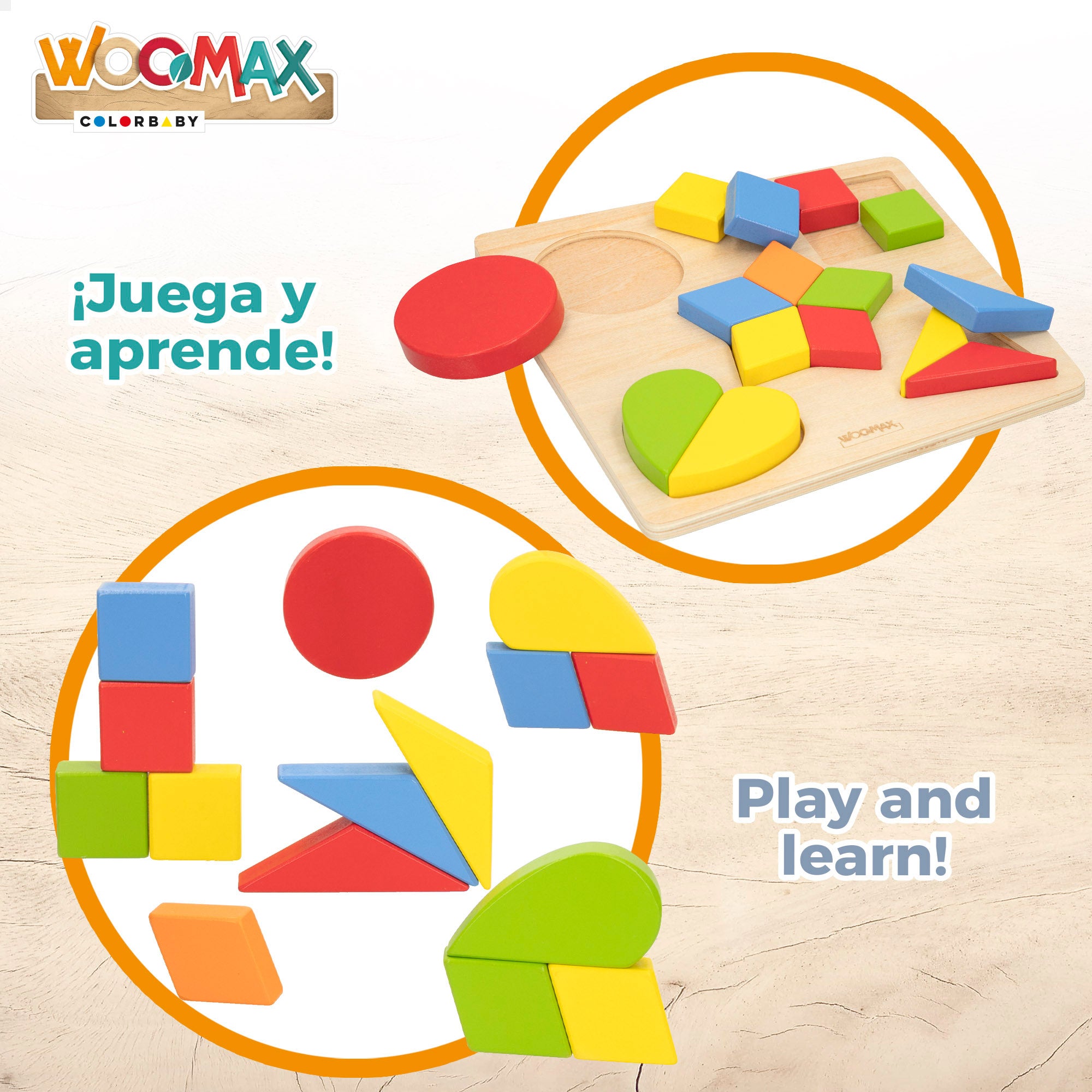 Puzzle geométrico em madeira WOOMAX