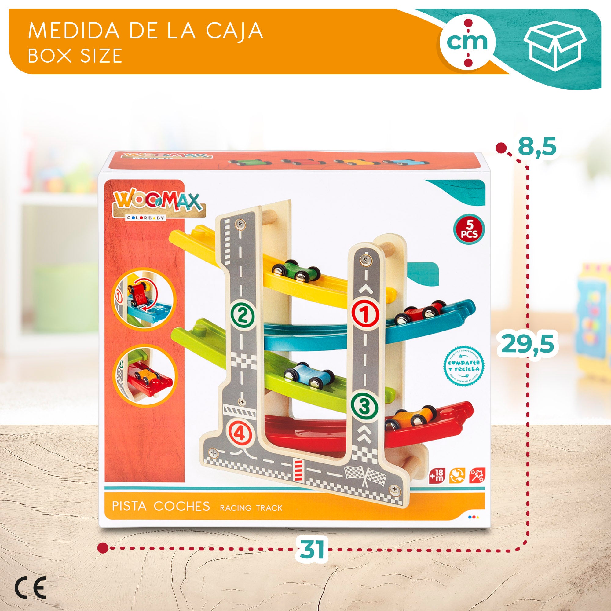 Pista de madeira para carrinhos WOOMAX