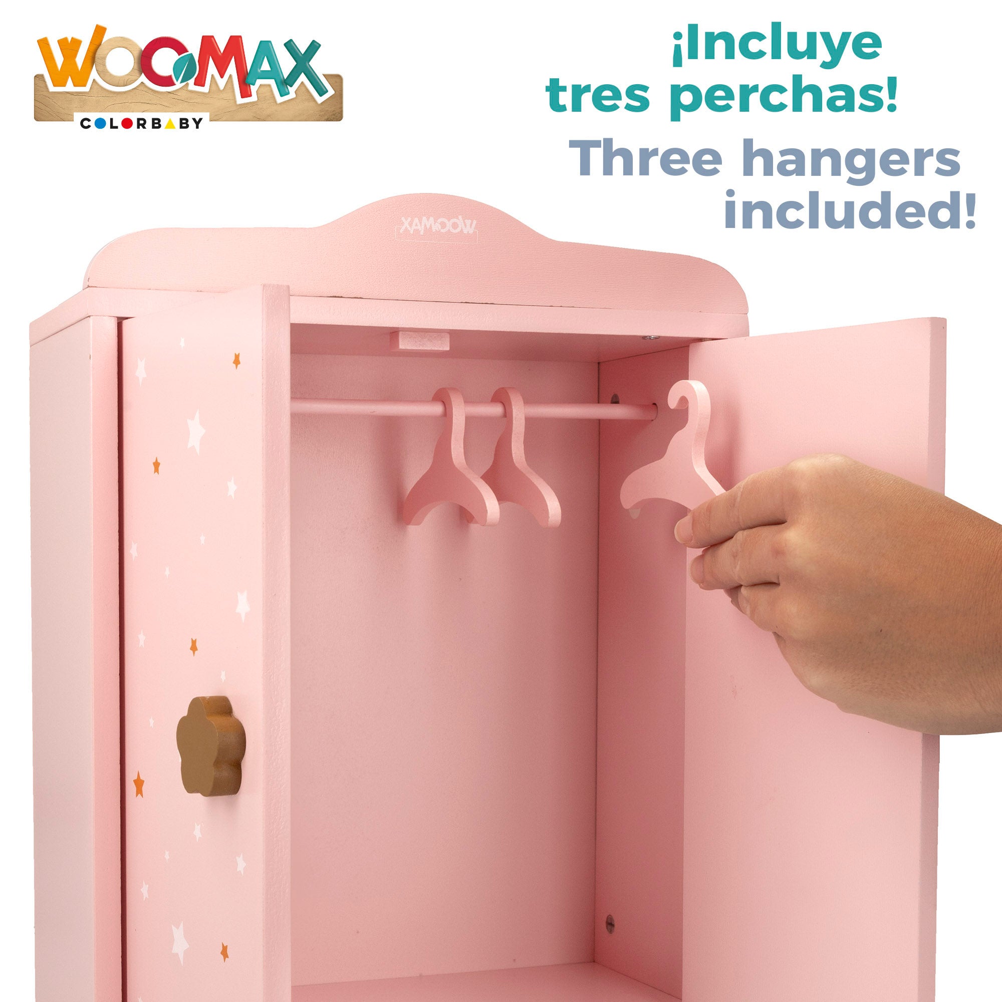 Roupeiro de madeira para bonecas WOOMAX