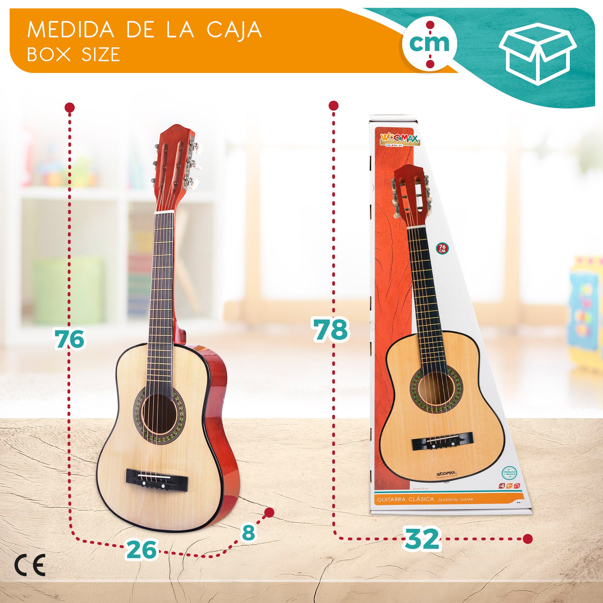 Guitarra de brinquedo em madeira WOOMAX