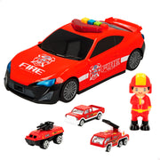 Camião de bombeiros Speed ​​​​&amp; Go com reboque para automóveis