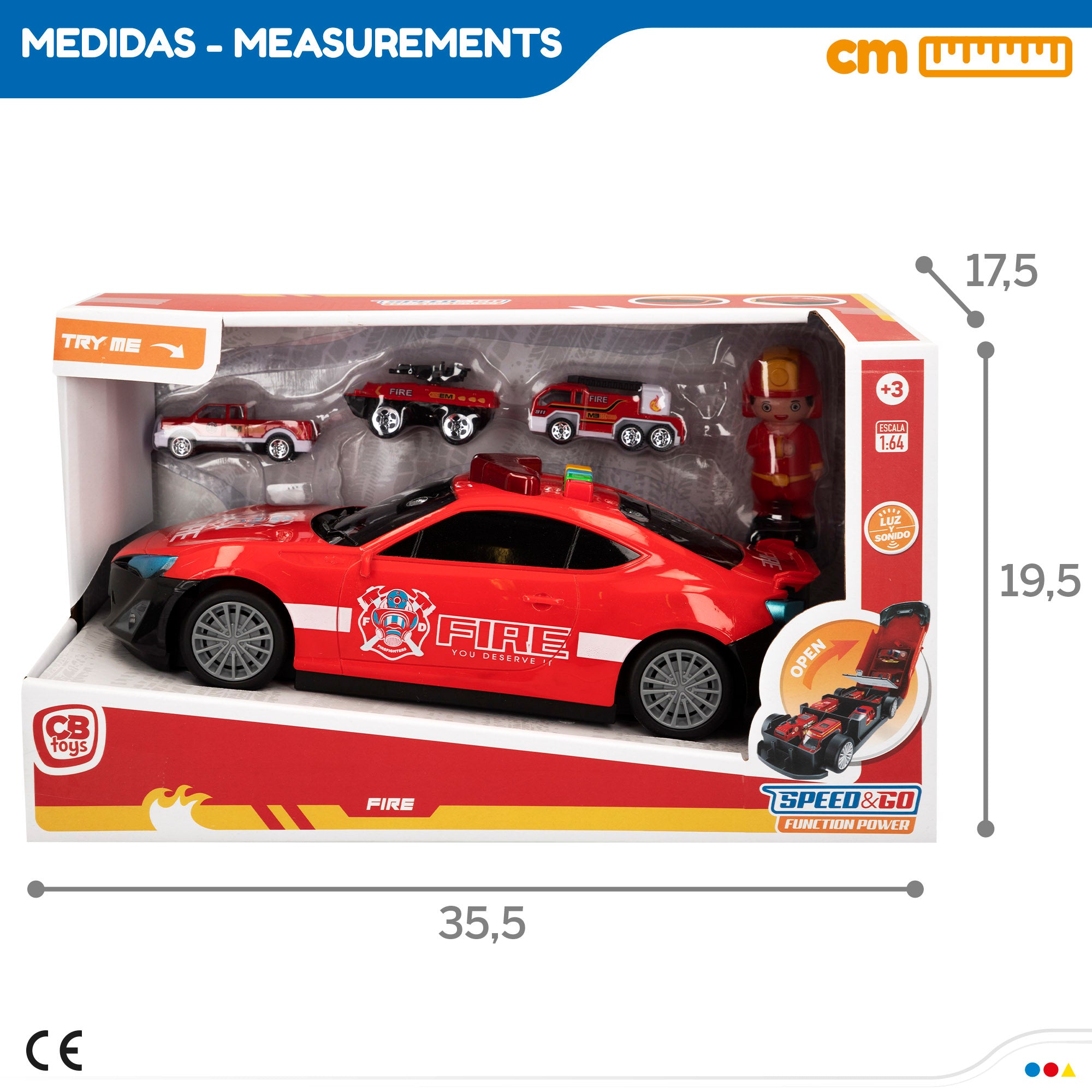 Camião de bombeiros Speed ​​​​&amp; Go com reboque para automóveis