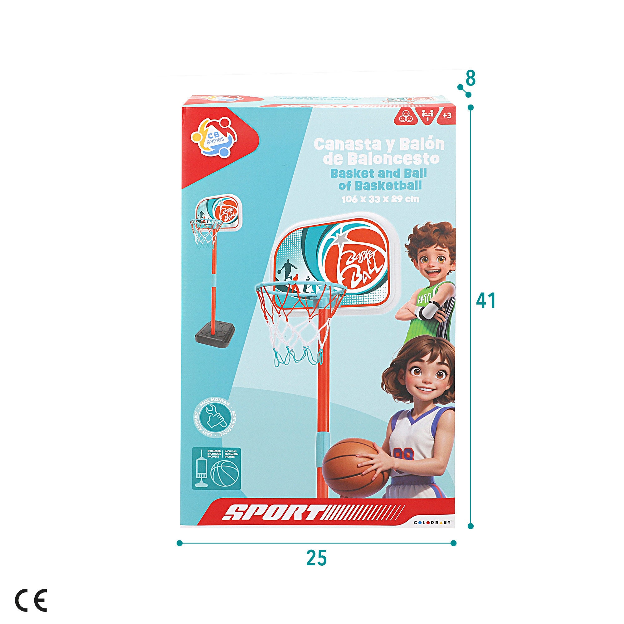 Cesto de basquetebol infantil com bola CB Toys