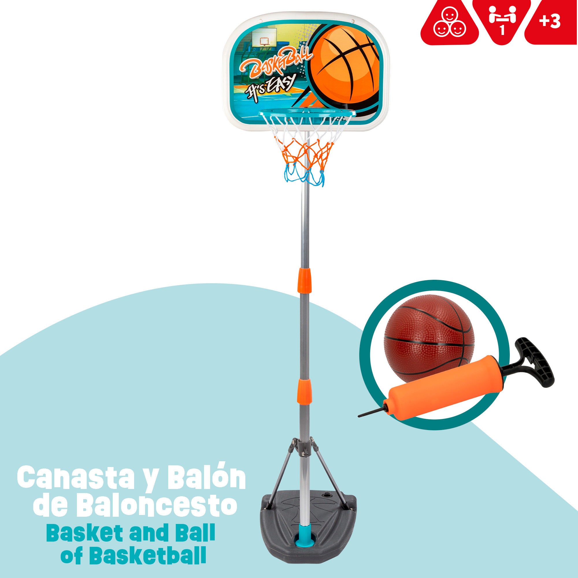 Cesto e bola de basquetebol CB Sports