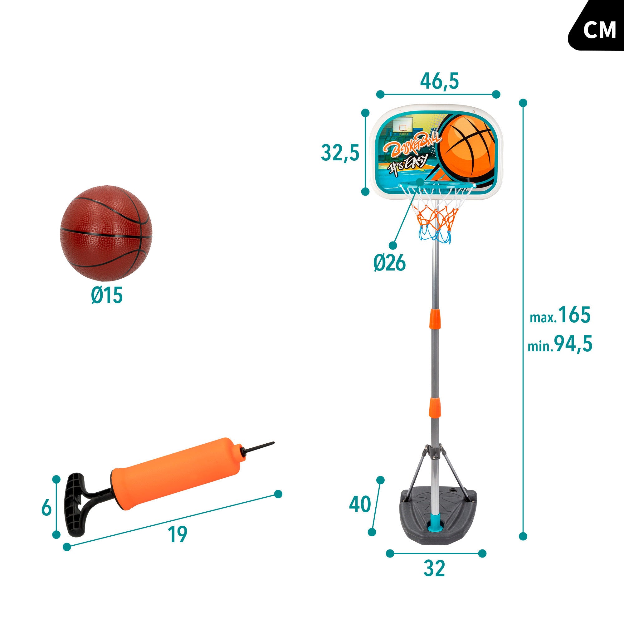 Cesto e bola de basquetebol CB Sports