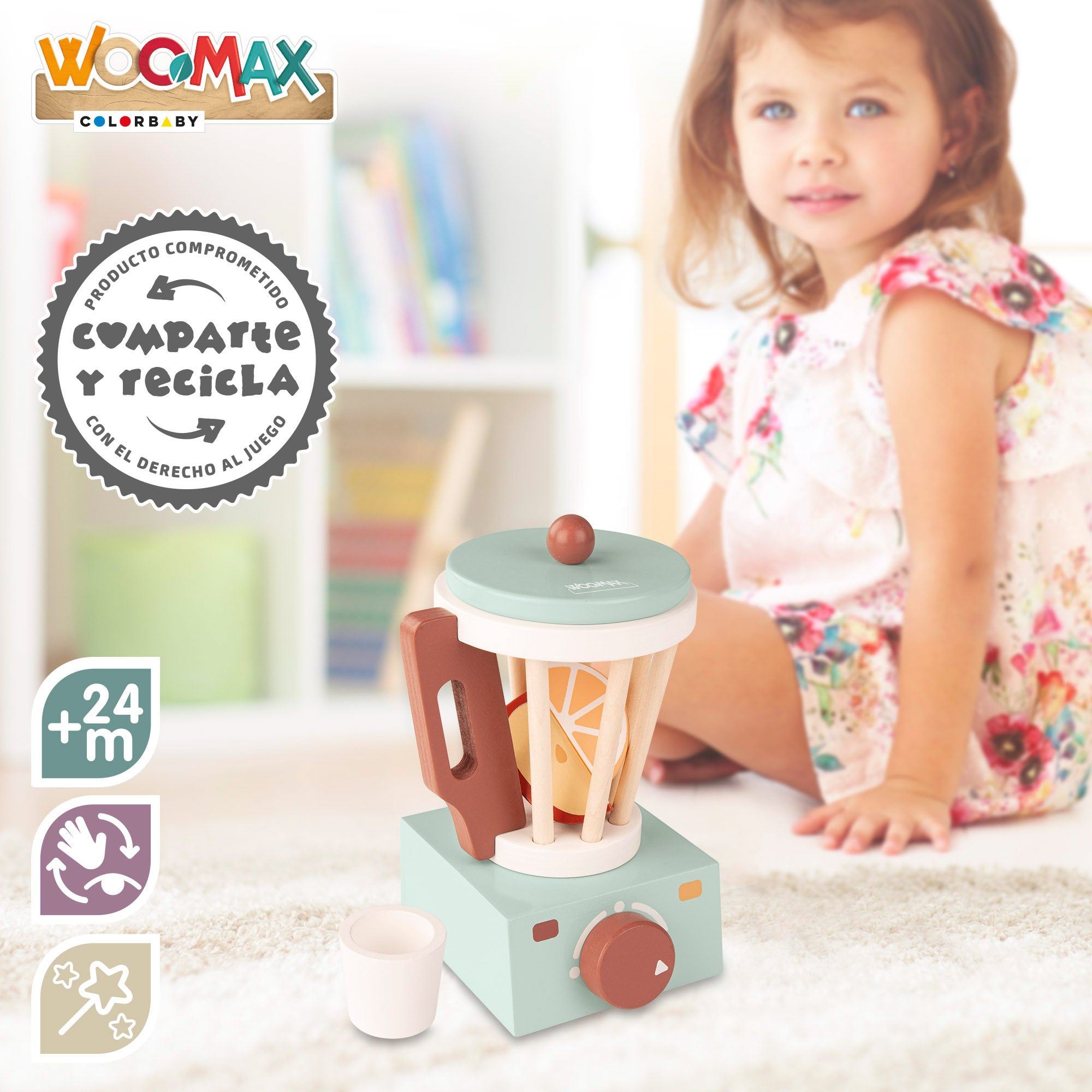 Liquidificador de madeira WOOMAX com acessórios
