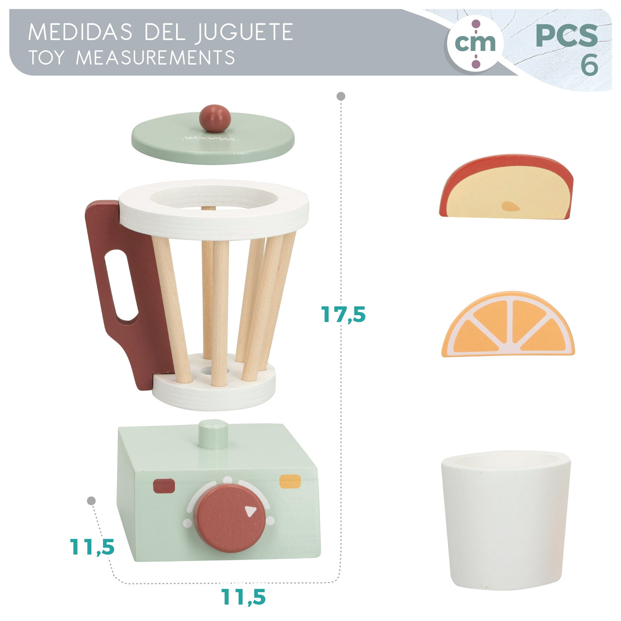 Liquidificador de madeira WOOMAX com acessórios