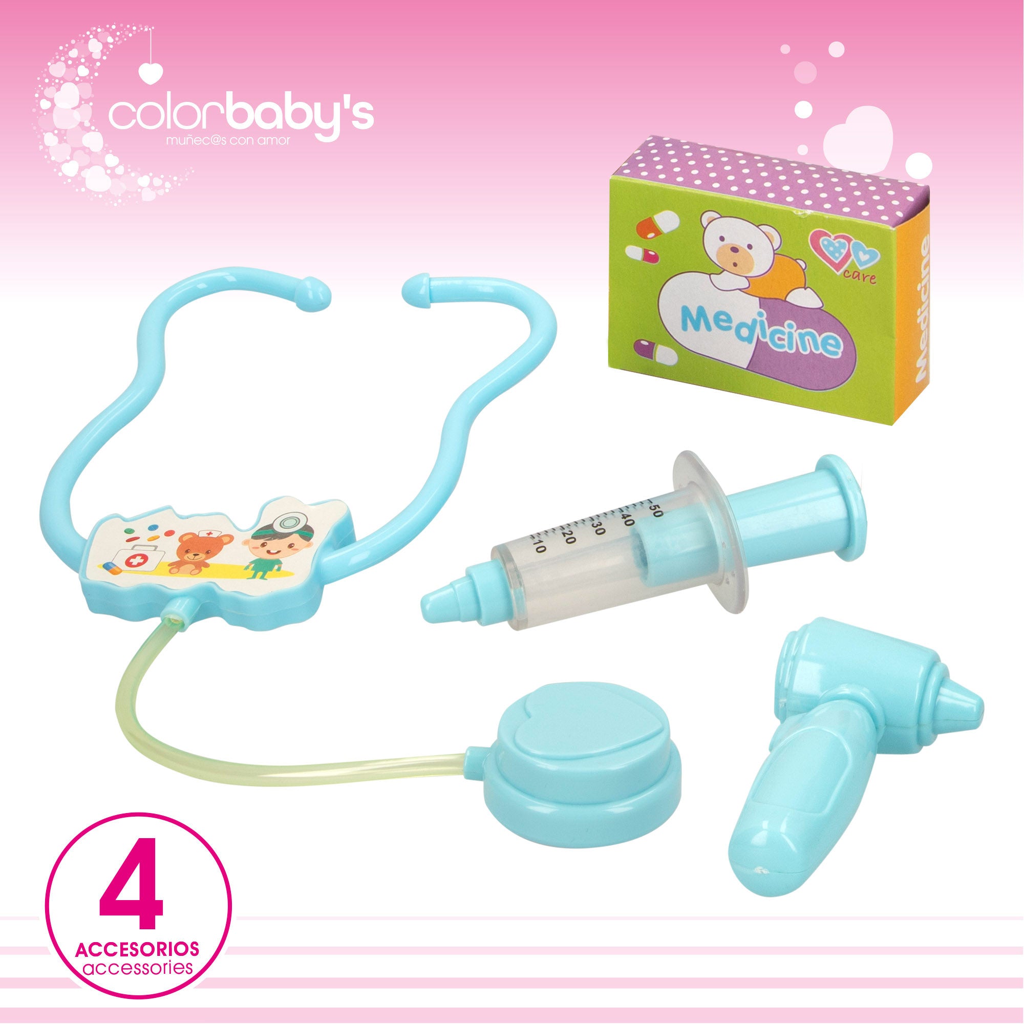 Boneca Colorbaby de 42 cm com sons e acessórios.