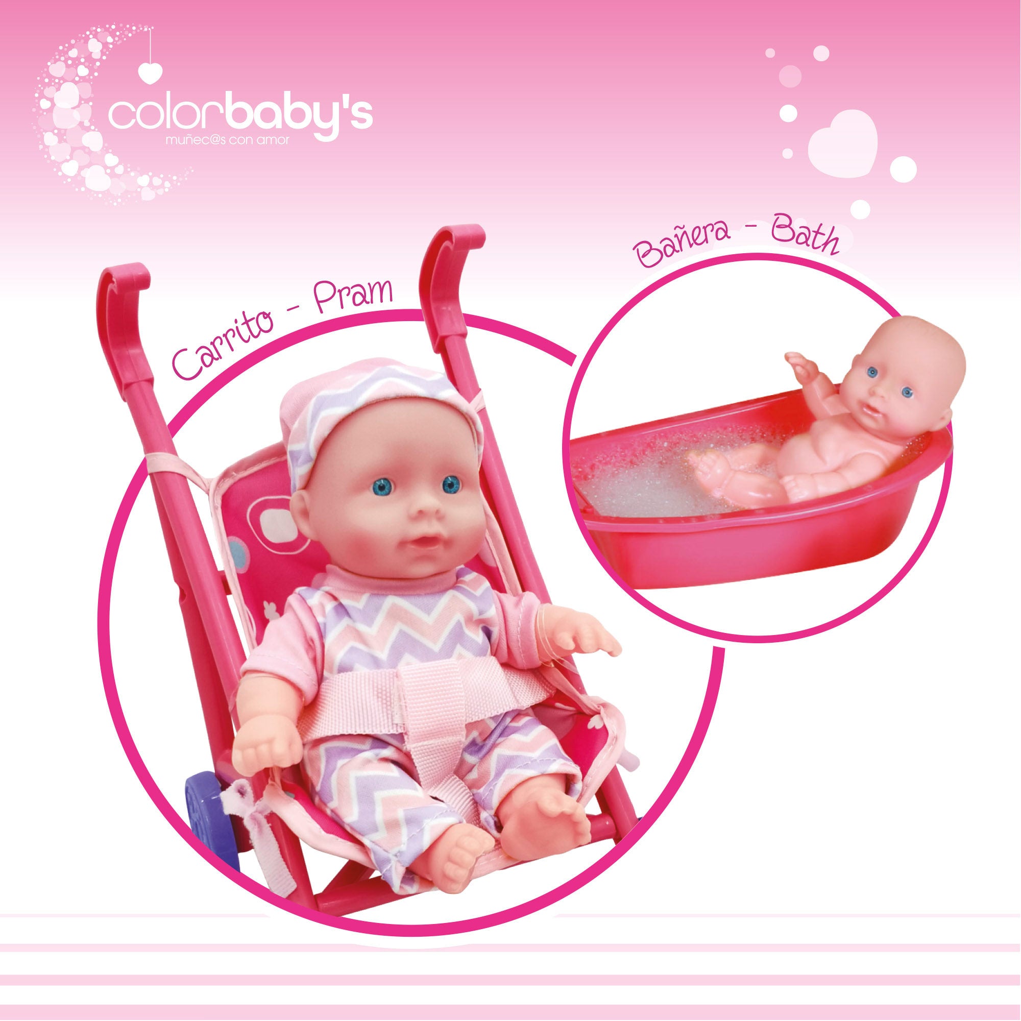 Conjunto de bonecas para bebé de 20 cm com roupa e acessórios da Colorbaby's