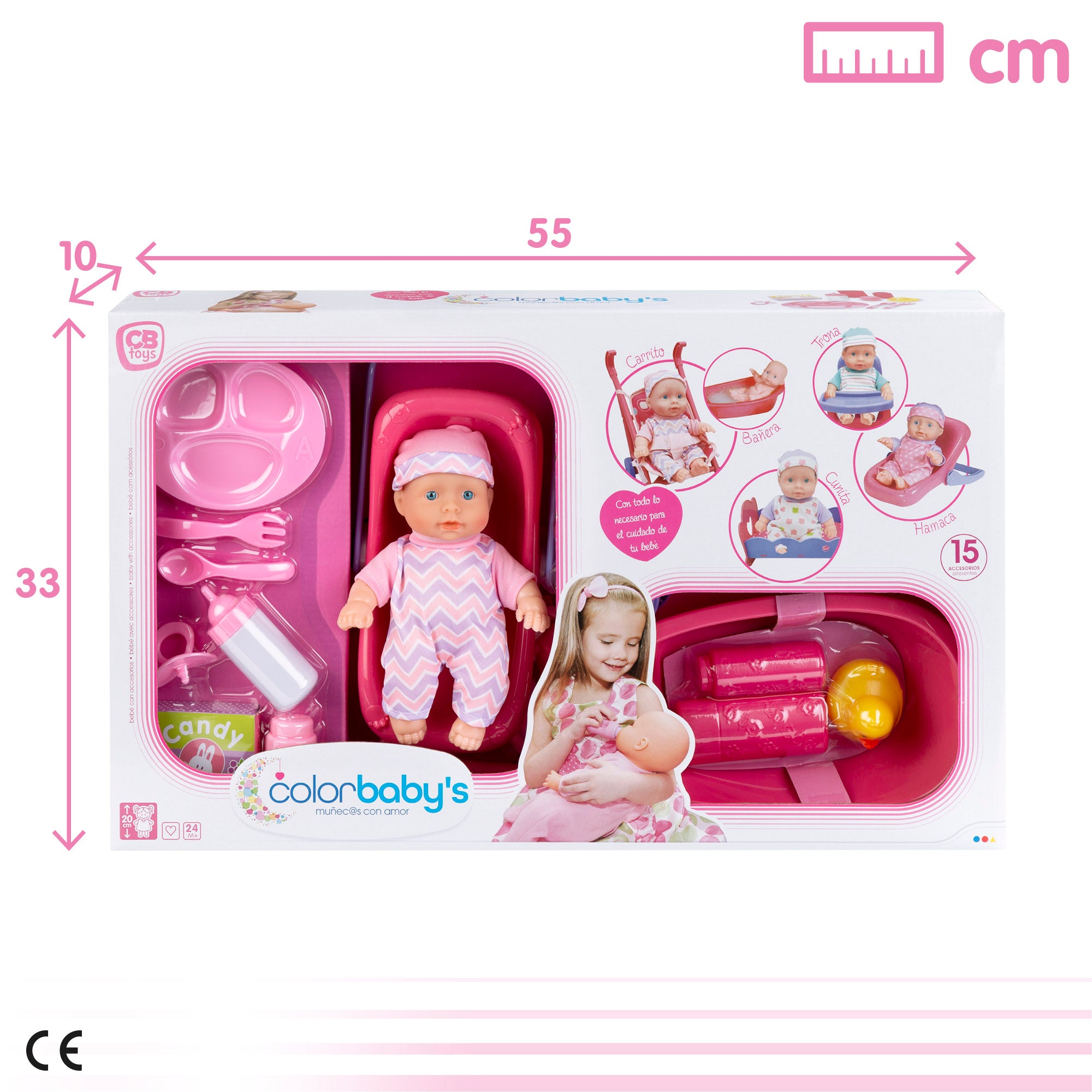 Conjunto de bonecas para bebé de 20 cm com roupa e acessórios da Colorbaby's