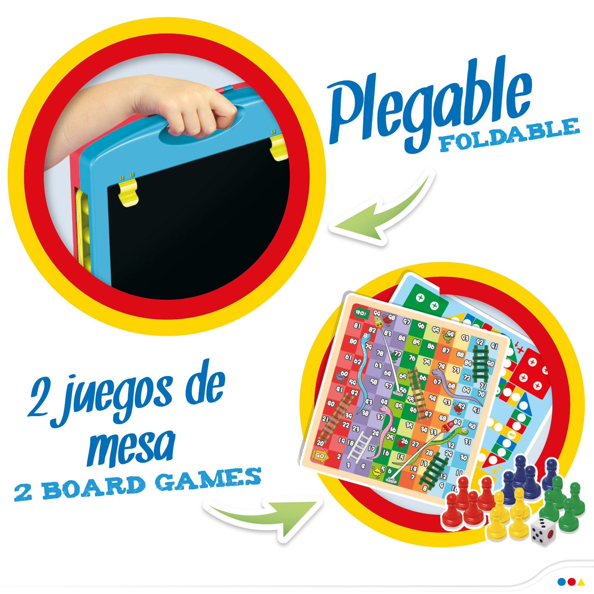 Quadro negro de dupla face com giz, marcadores e 2 jogos de tabuleiro da Good Idea!