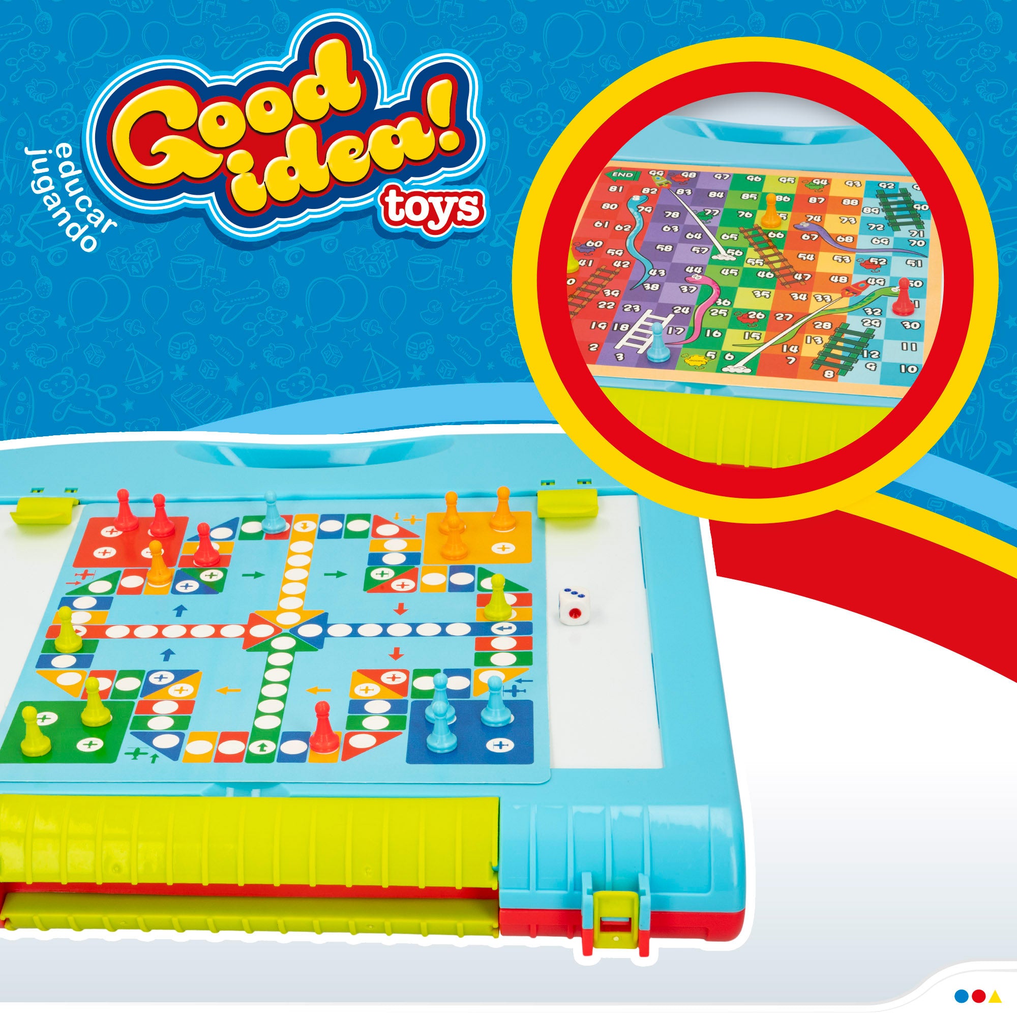 Quadro negro de dupla face com giz, marcadores e 2 jogos de tabuleiro da Good Idea!
