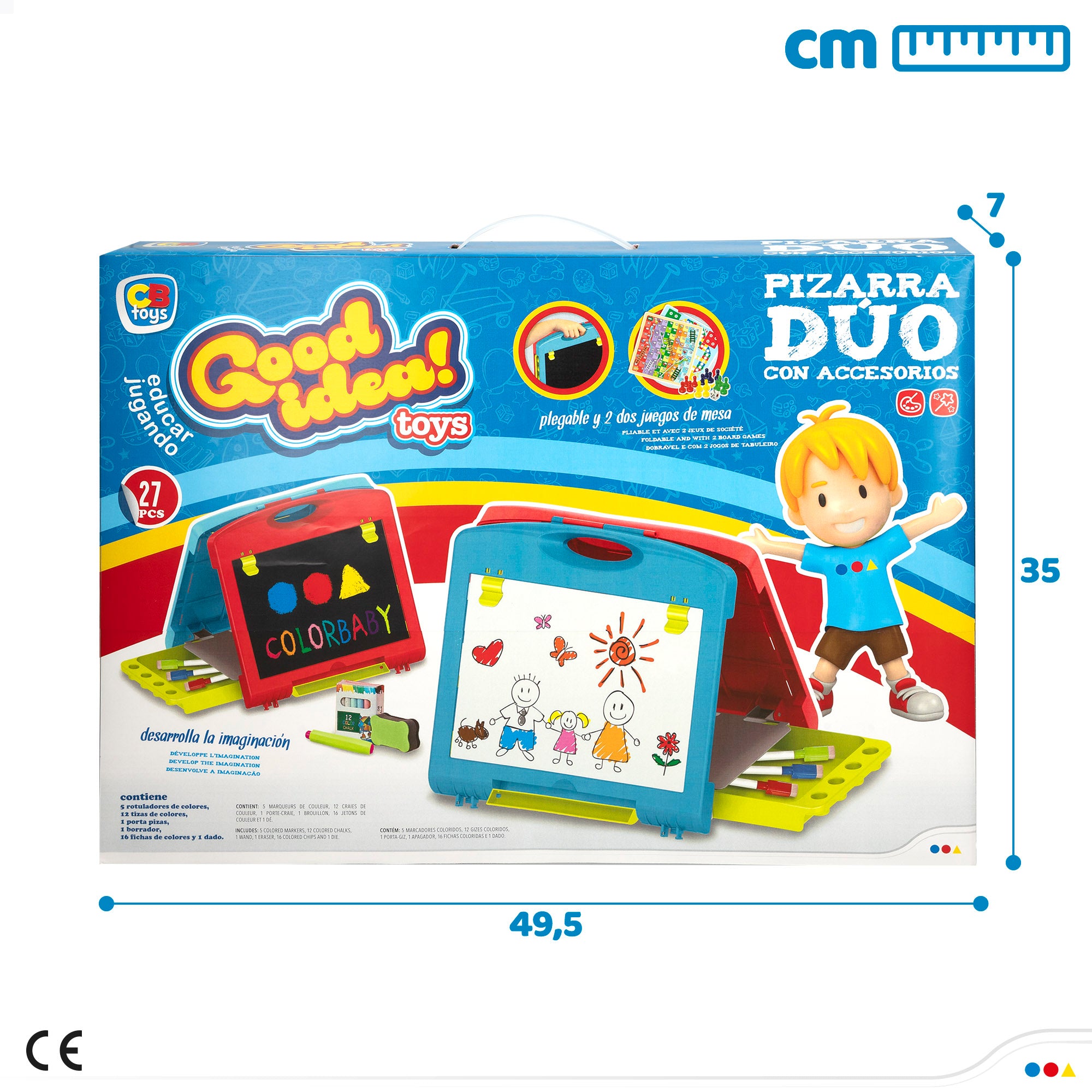 Quadro negro de dupla face com giz, marcadores e 2 jogos de tabuleiro da Good Idea!