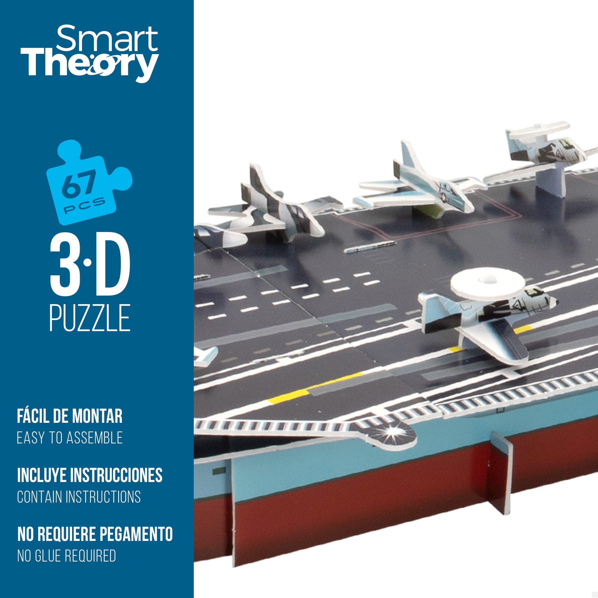 Puzzle 3D do porta-aviões Nimitz da Marinha dos EUA, 67 peças, Smart Theory