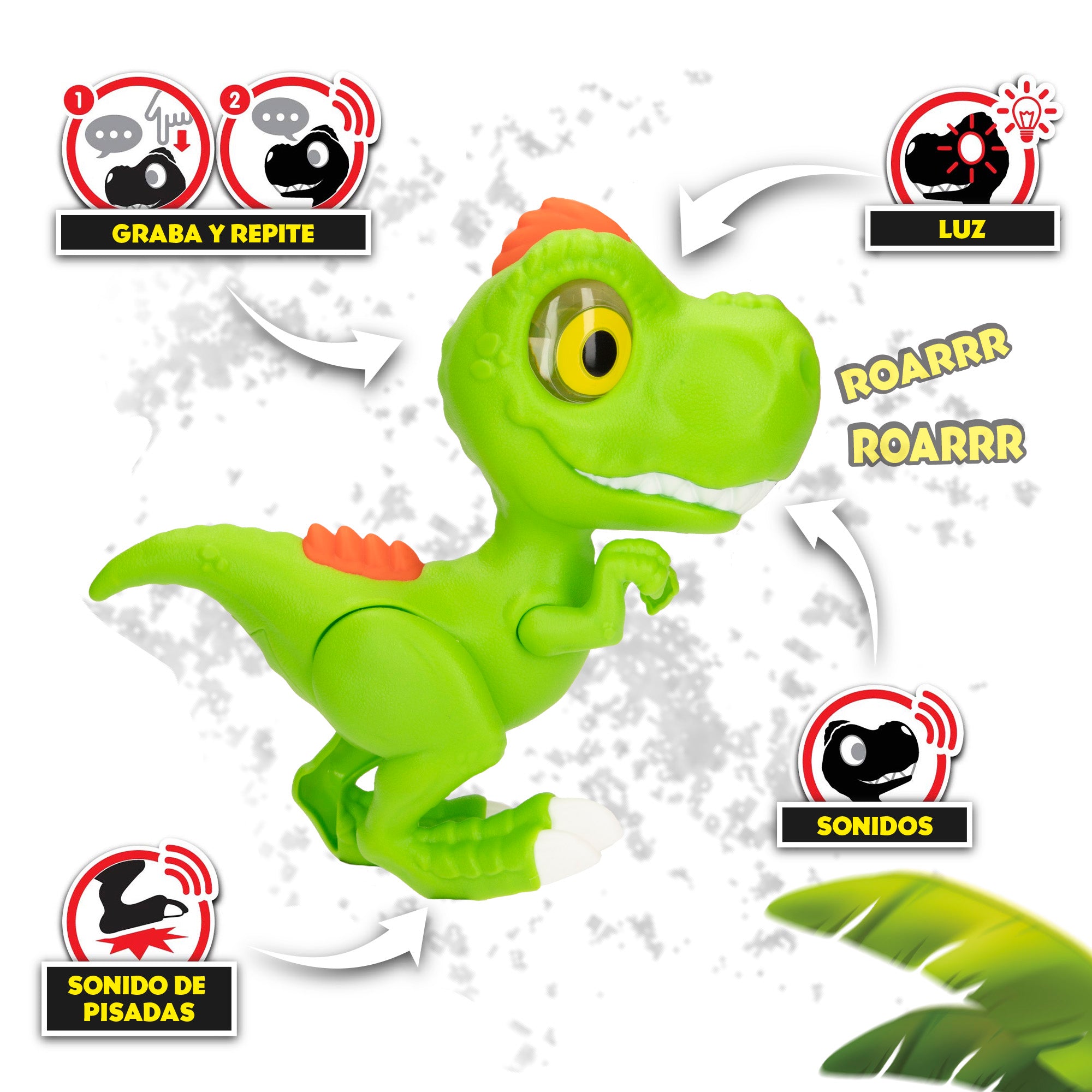 Brinquedo T-Rex dinossauro com luz, som e gravação - Dinos Unleashed