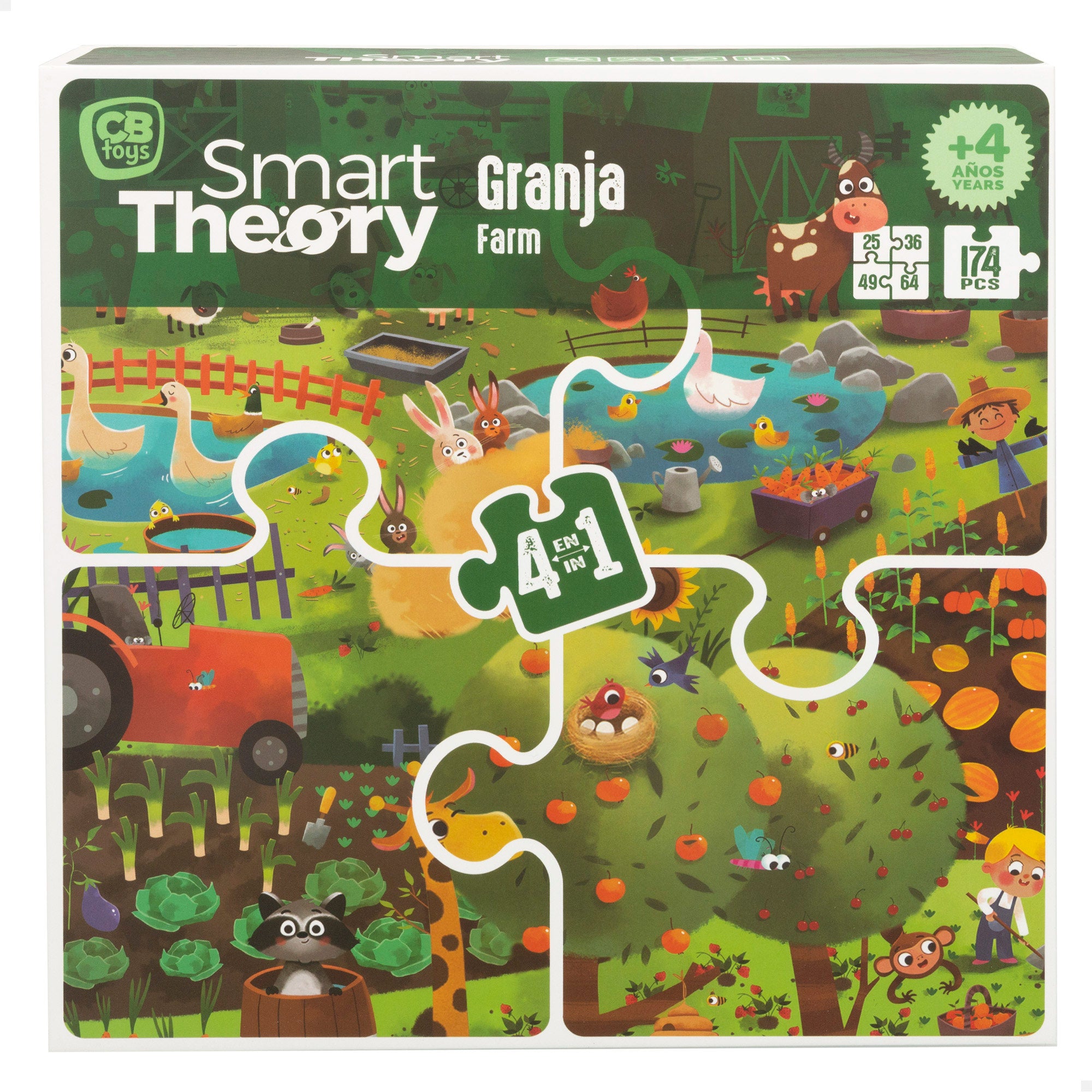 Puzzle Fazenda 4 em 1 da Smart Theory com 174 peças grandes