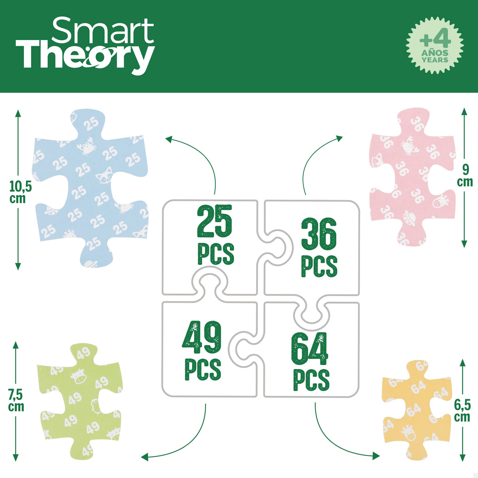 Puzzle Fazenda 4 em 1 da Smart Theory com 174 peças grandes
