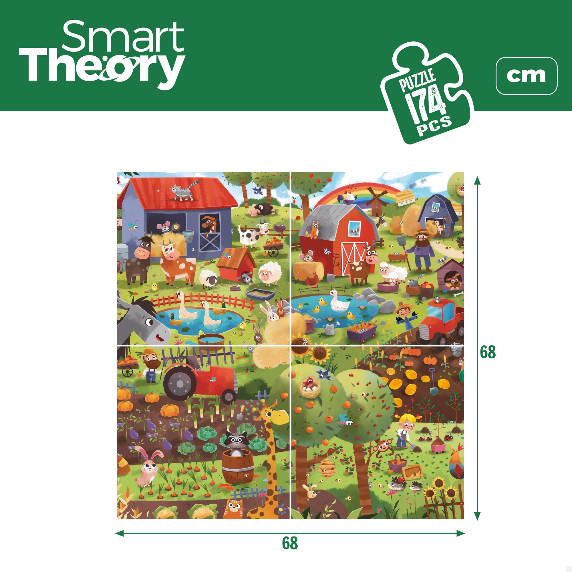 Puzzle Fazenda 4 em 1 da Smart Theory com 174 peças grandes