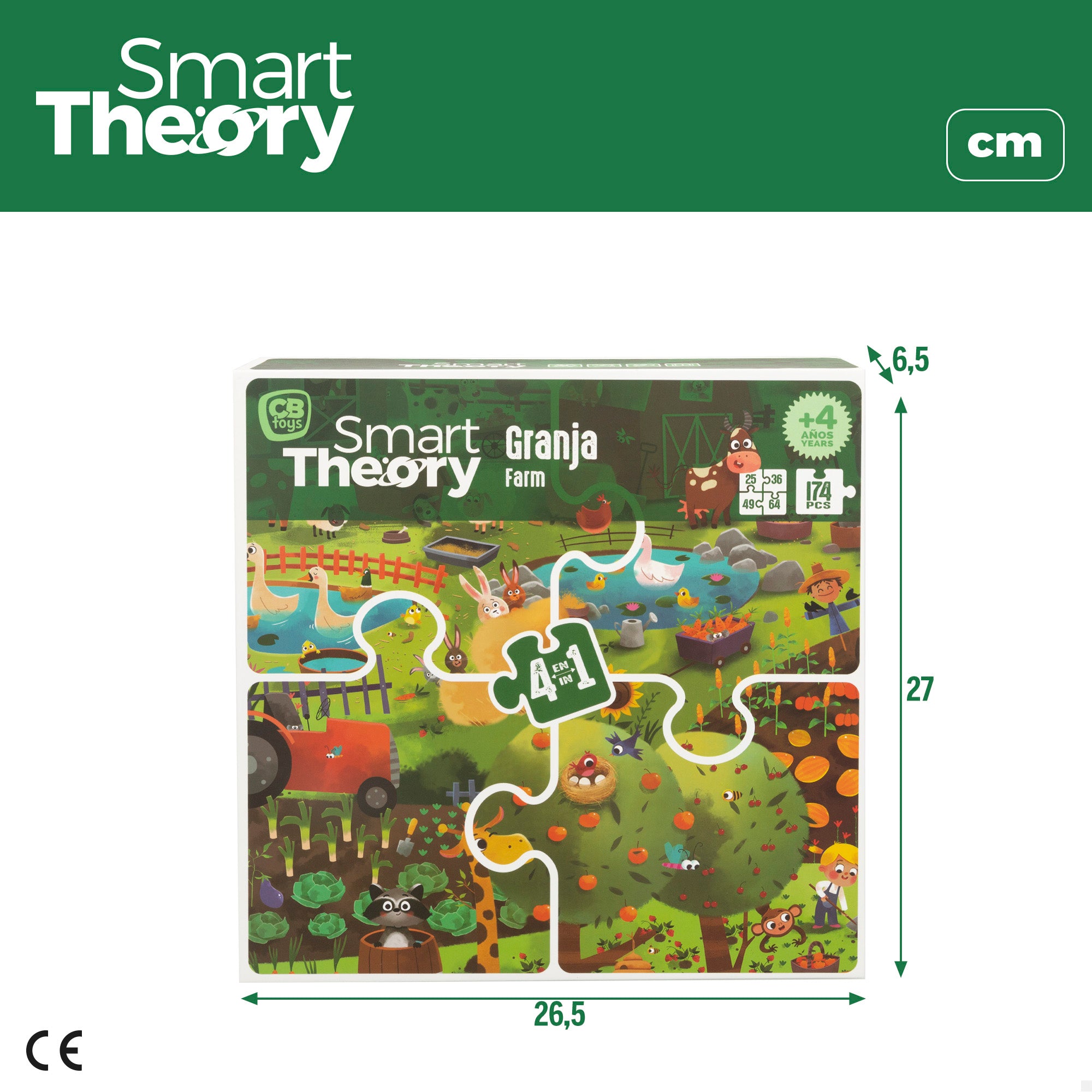 Puzzle Fazenda 4 em 1 da Smart Theory com 174 peças grandes