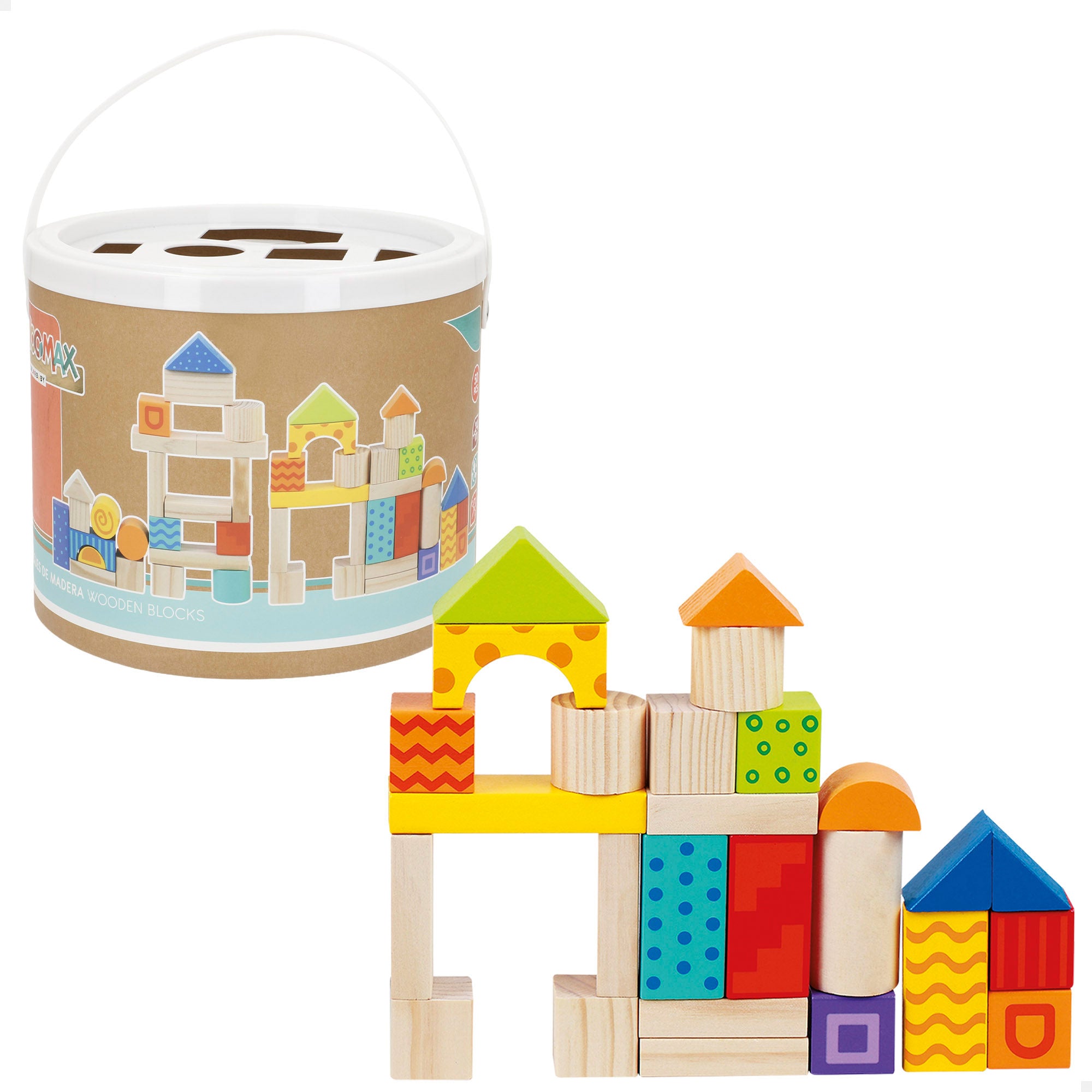Conjunto de Blocos de Madeira WOOMAX com 50 Peças
