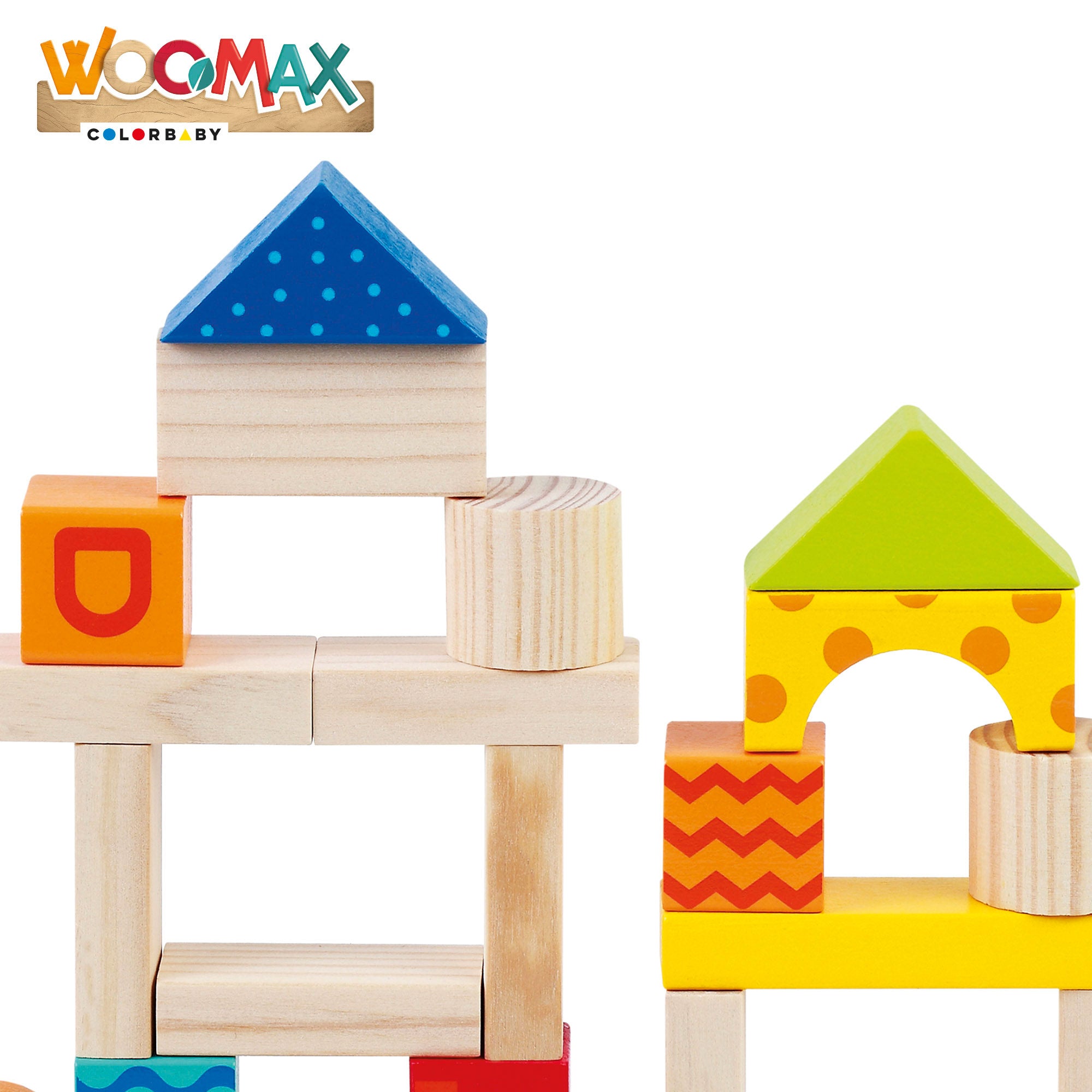 Conjunto de Blocos de Madeira WOOMAX com 50 Peças