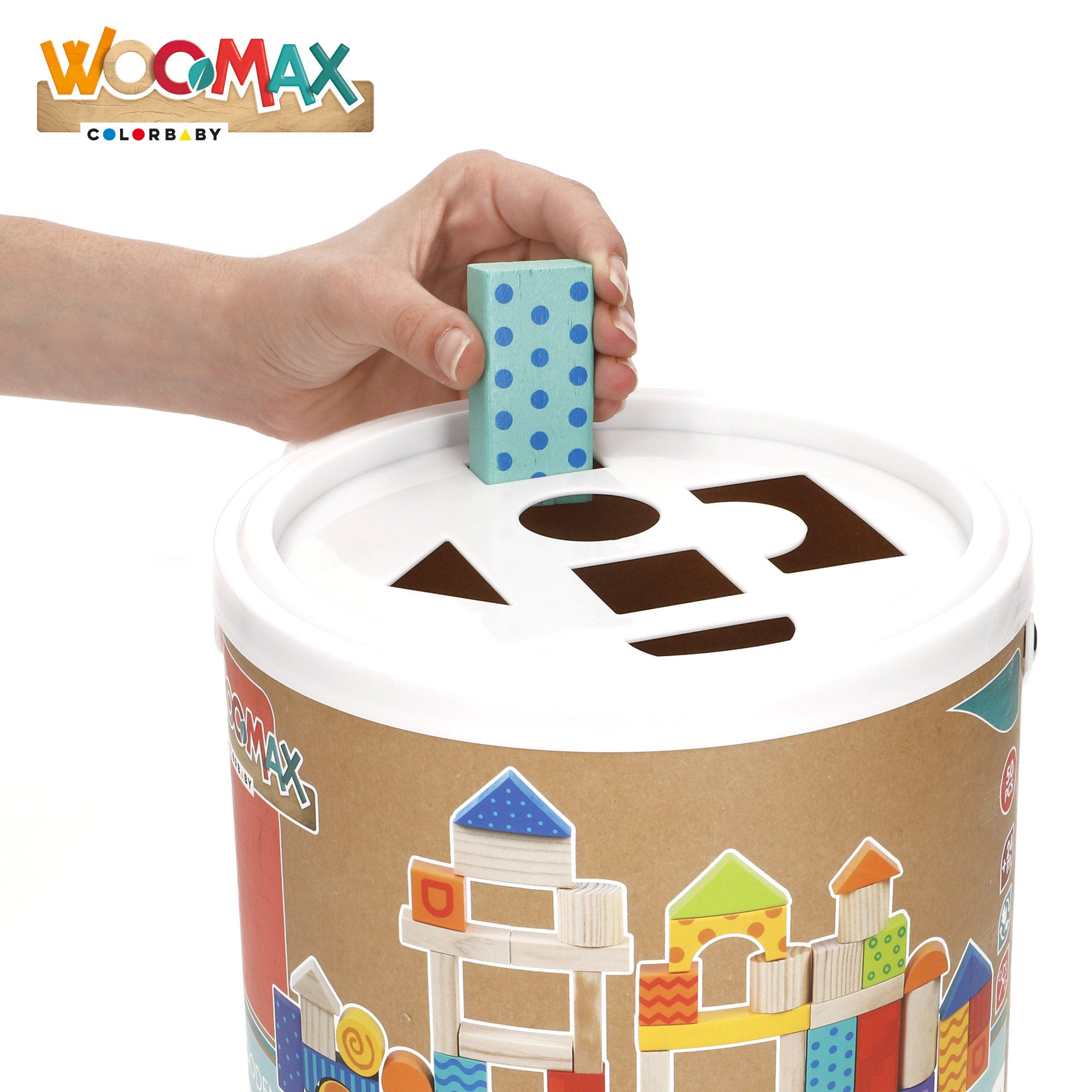Conjunto de Blocos de Madeira WOOMAX com 50 Peças