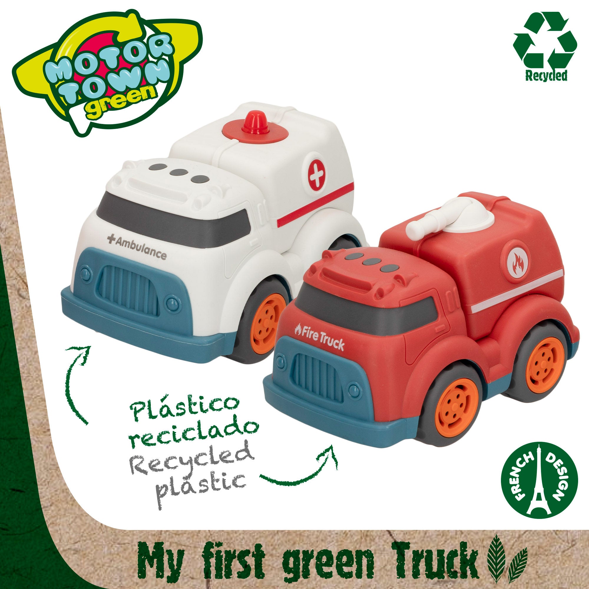 Conjunto de Veículos de Emergência de Brinquedo Verde Motor Town