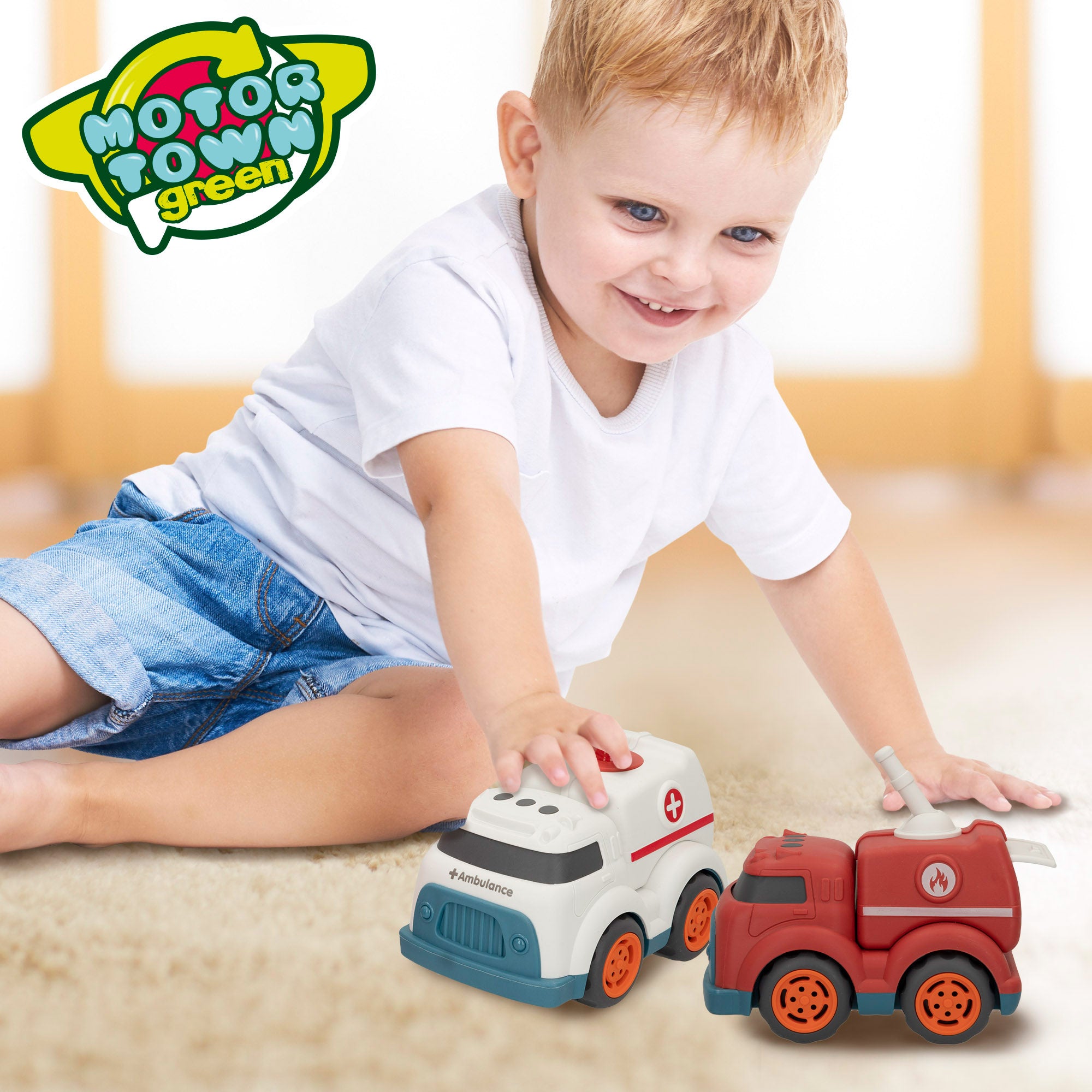 Conjunto de Veículos de Emergência de Brinquedo Verde Motor Town