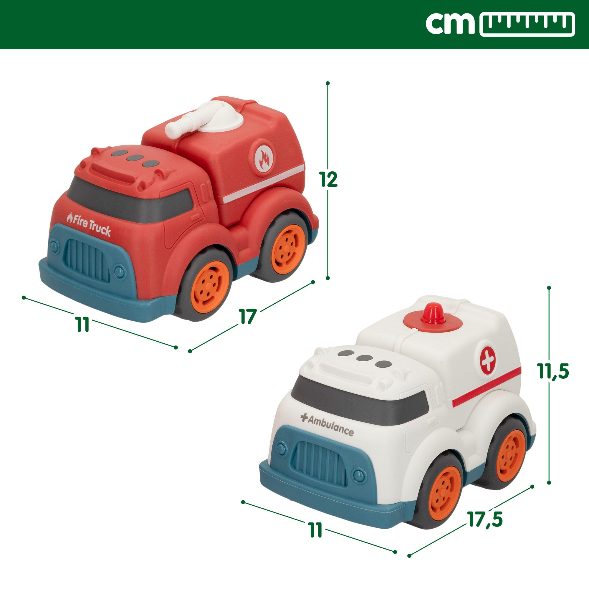 Conjunto de Veículos de Emergência de Brinquedo Verde Motor Town