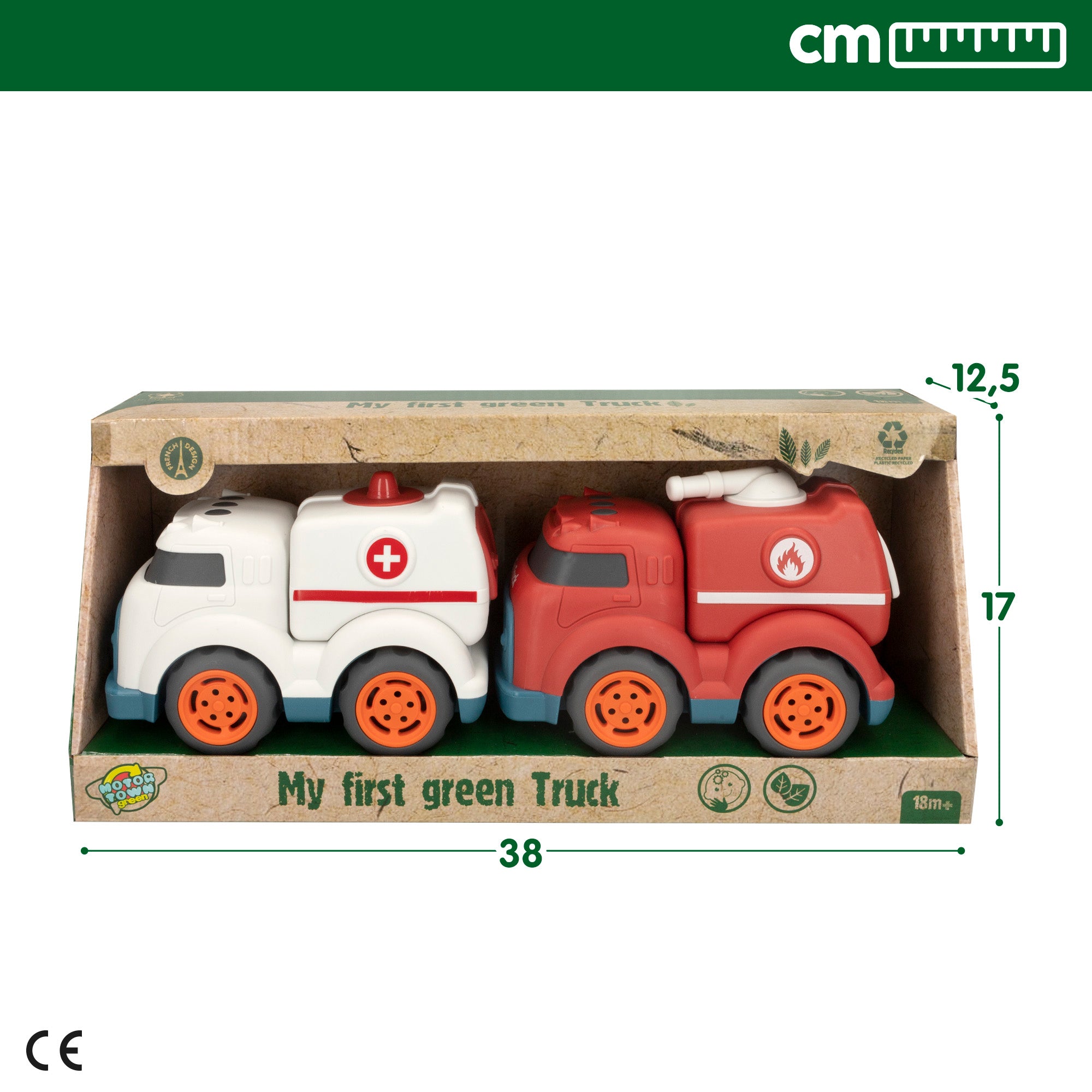 Conjunto de Veículos de Emergência de Brinquedo Verde Motor Town