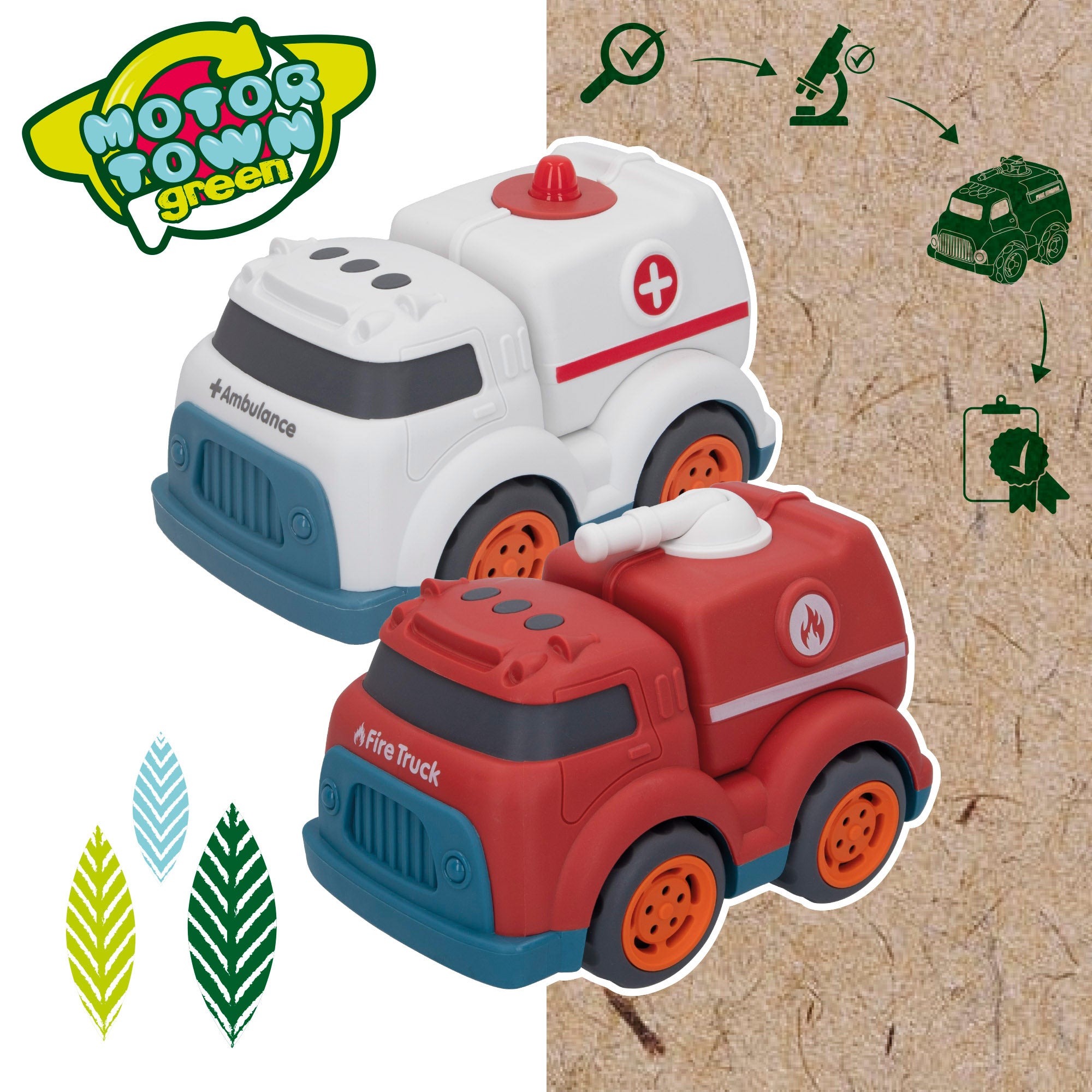Conjunto de Veículos de Emergência de Brinquedo Verde Motor Town
